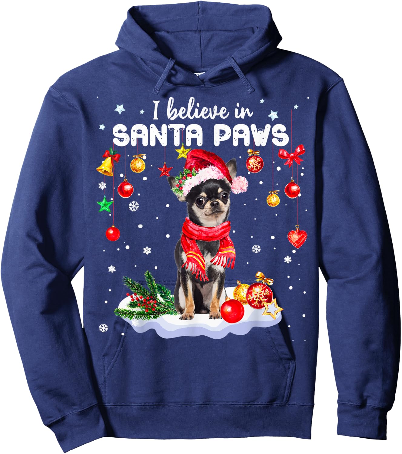 I Believe In Santa Paws Chihuahua Cute Christmas Gift Hoodie - Hoodie | Navy