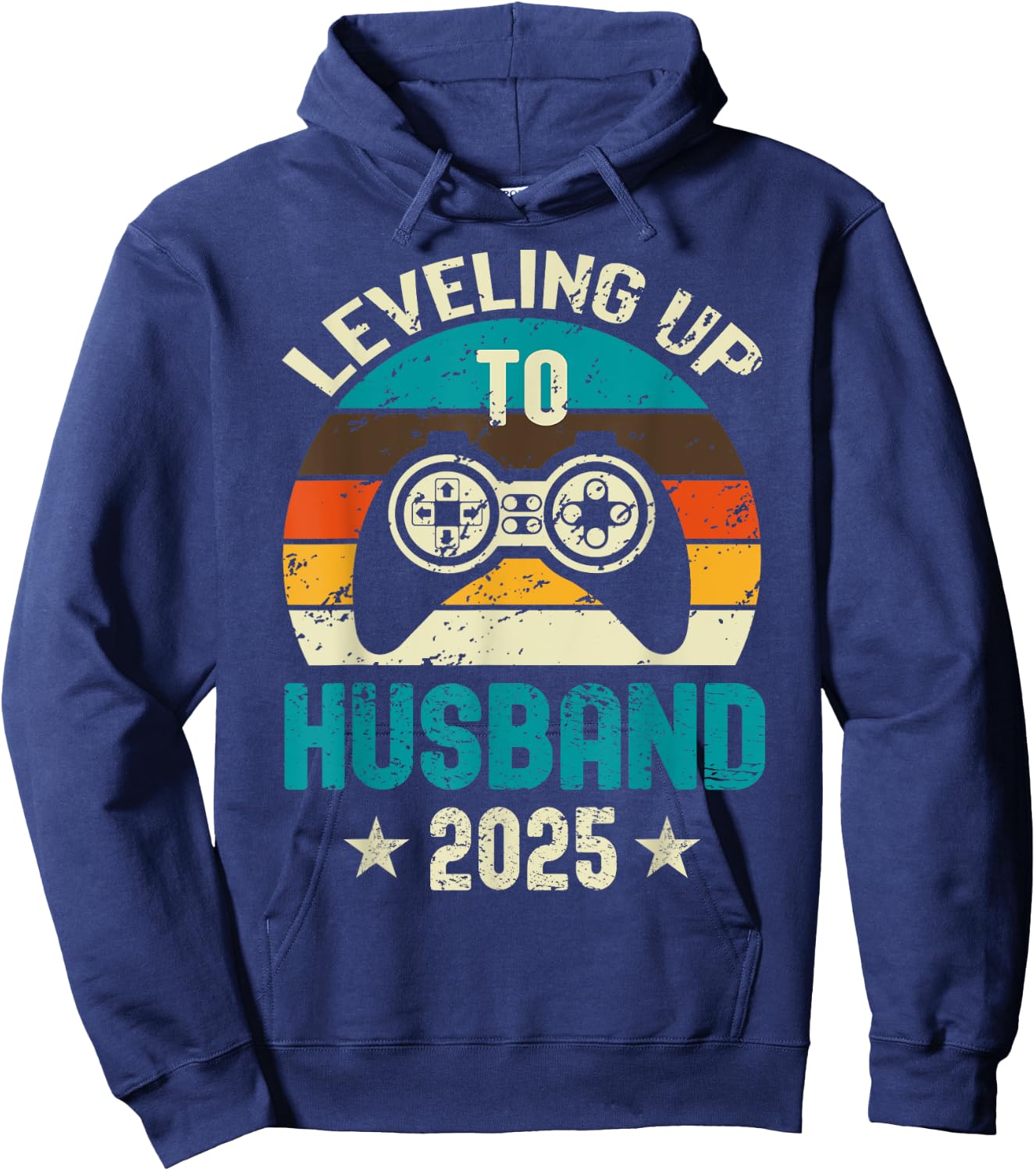 Leveling Up To Husband 2025 Future Groom Bachelor Party Hoodie - Hoodie | Navy