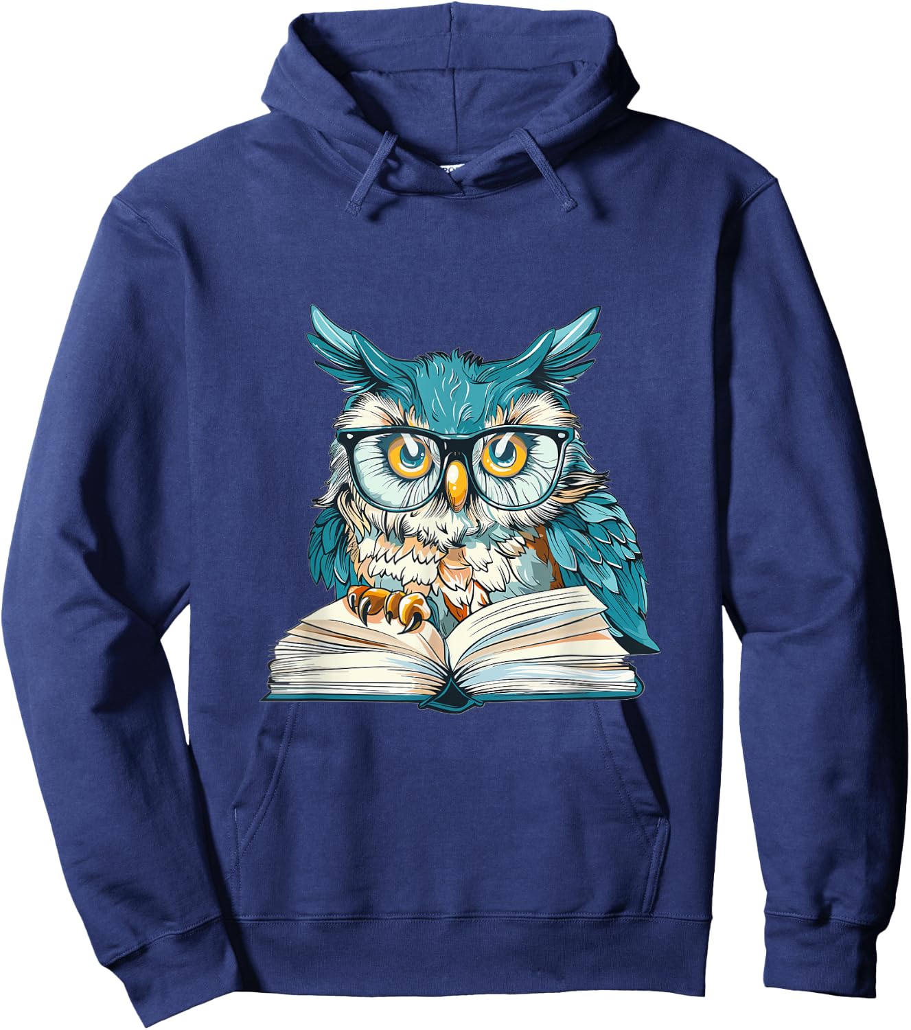 Owl with Books Lover Graphic Hoodie - Hoodie | Navy