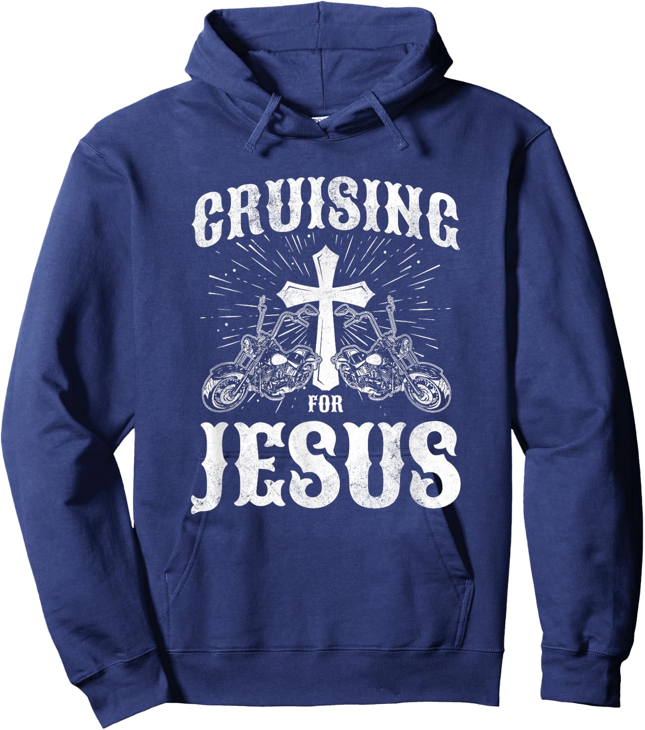 Christian Motorcycle Biker Cruising For Jesus Faith Hoodie - Hoodie | Navy