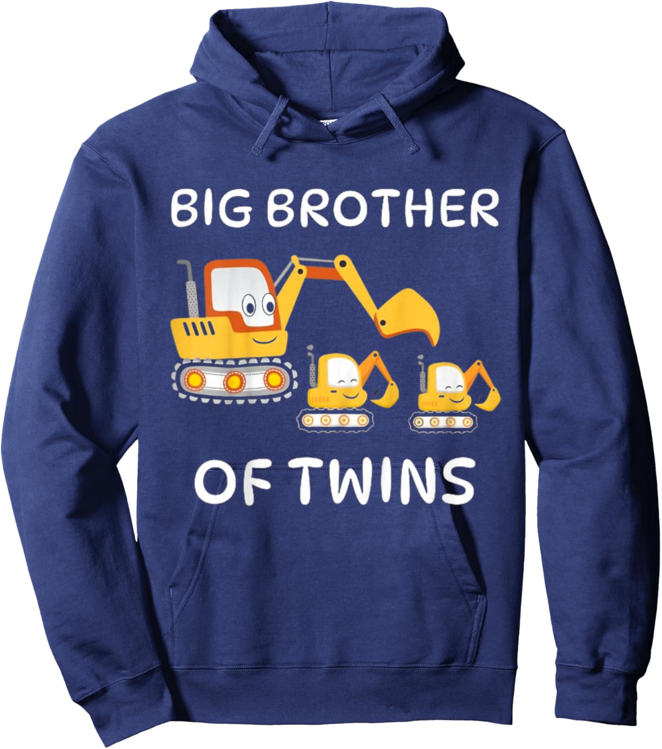 Kids I'm Going to Be A Big Brother of Twins Excavator Toddlers Hoodie - Hoodie | Navy
