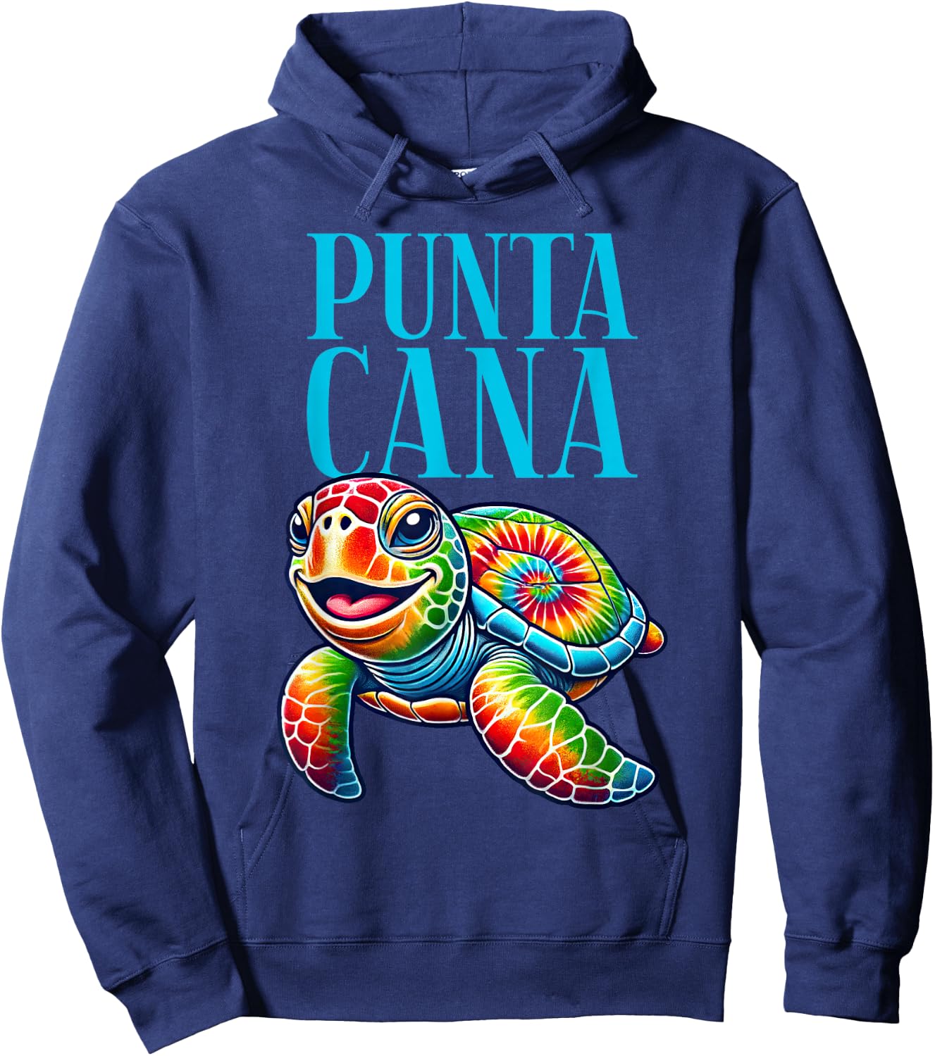 Punta Cana Smiling Tie Dye Sea Turtle Hoodie - Hoodie | Navy