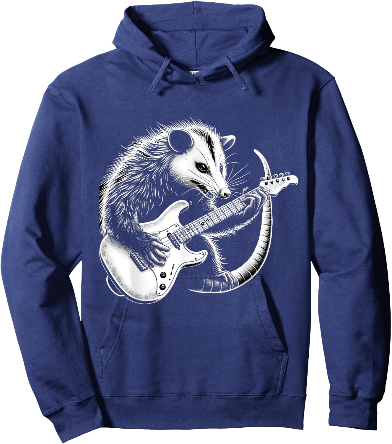 Opossum Playing Guitar Silhouette Hoodie - Hoodie | Navy