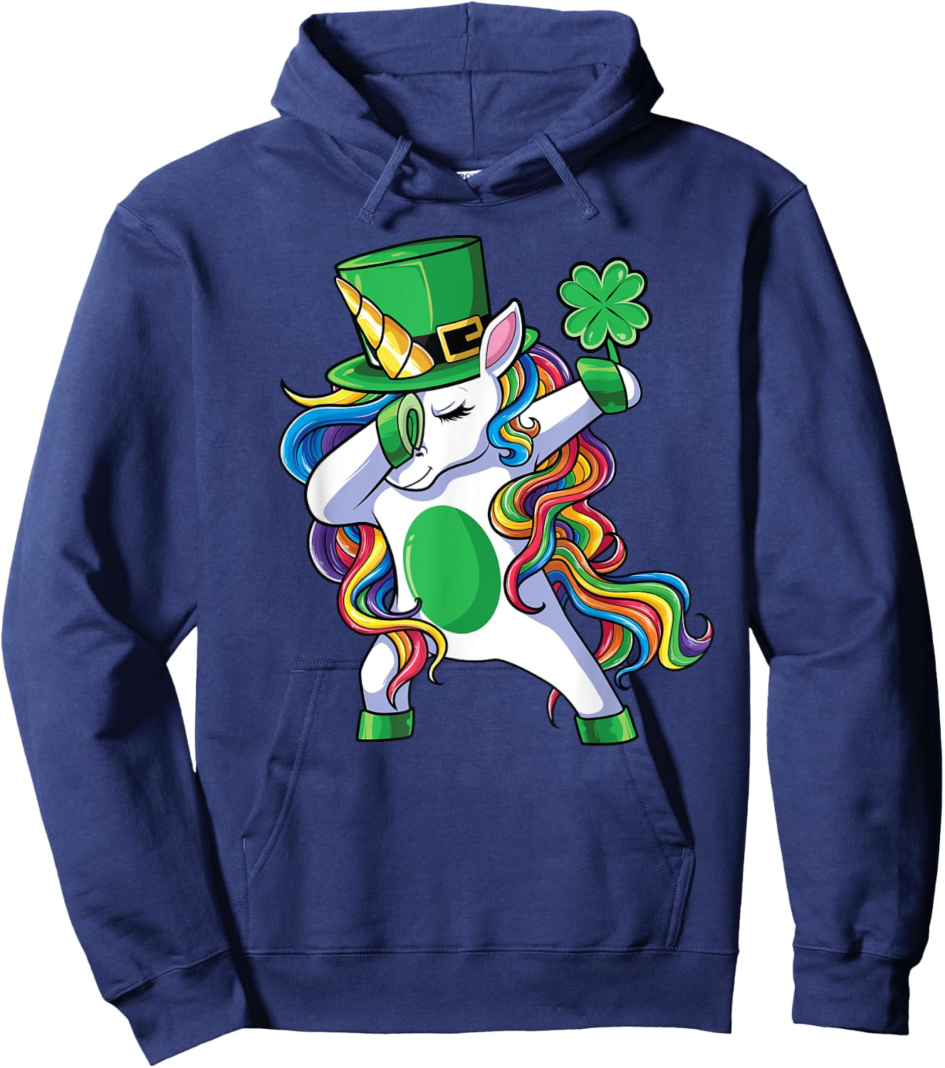 St Patrick's Day Unicorn Shirt Girls Lepricorn Hoodie - Hoodie | Navy