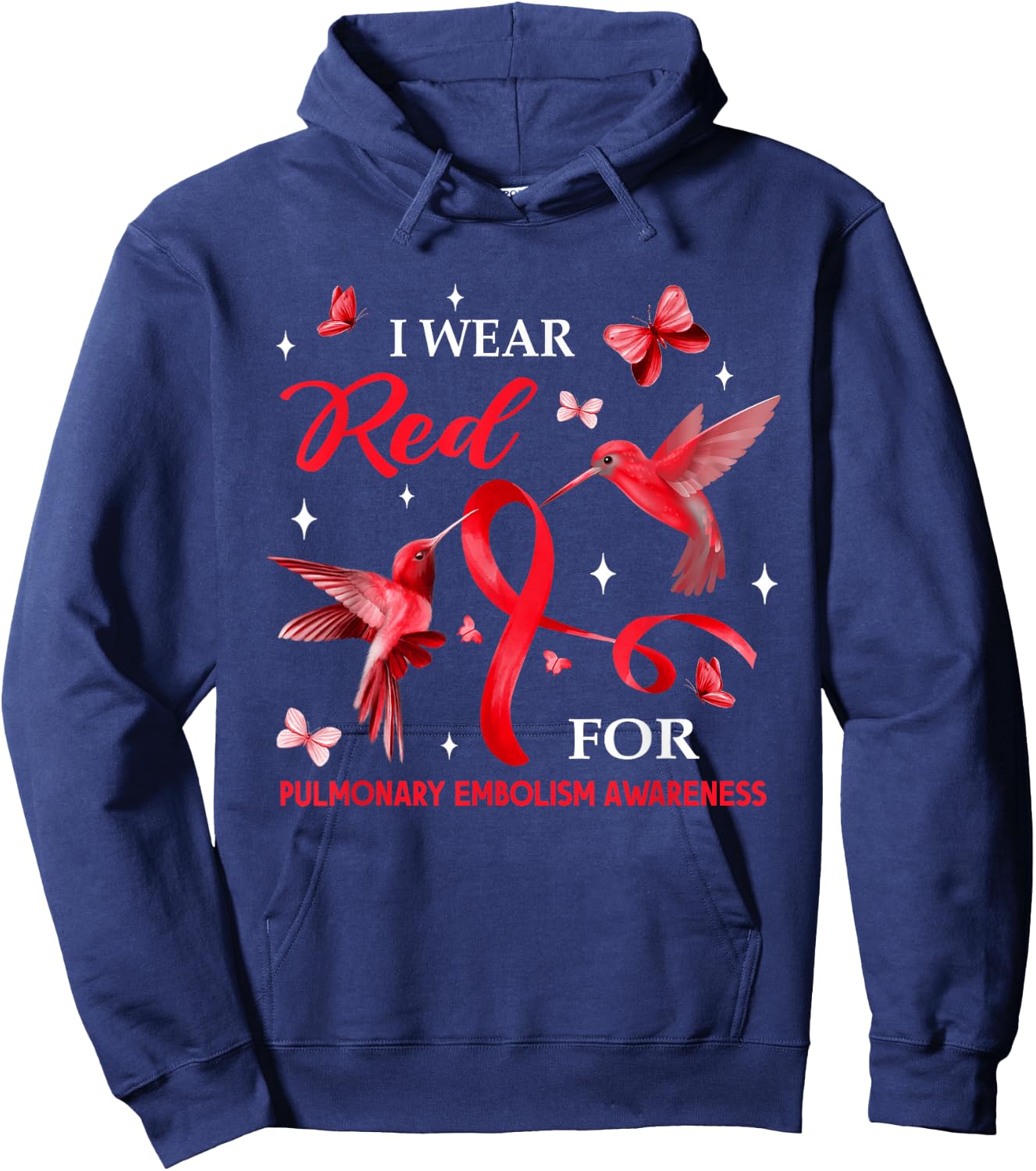 I Wear Red For Pulmonary Embolism Awareness Hummingbird Hoodie - Hoodie | Navy