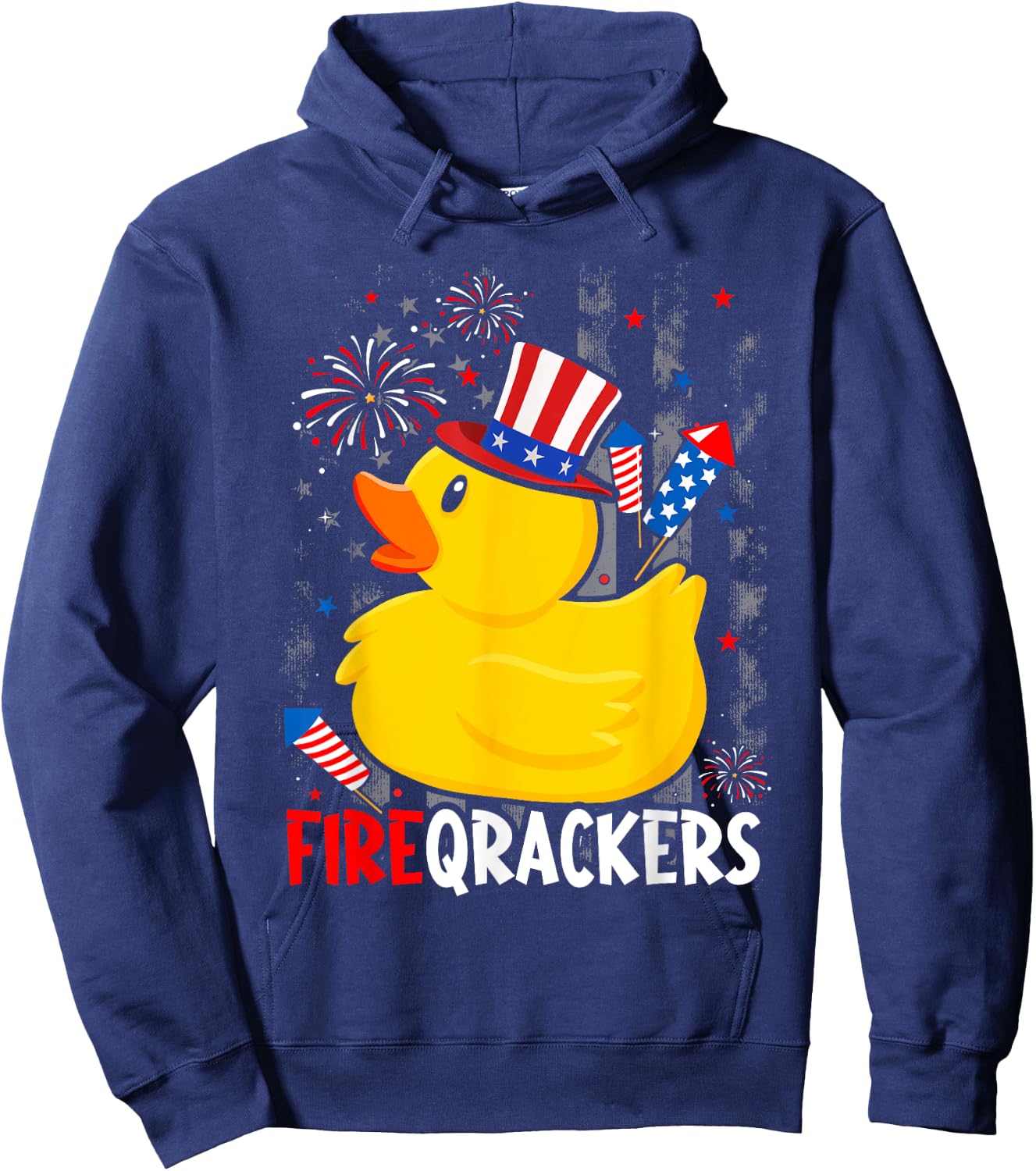 Firecracker Duck 4th of July Patriotic Day USA Flag Funny Hoodie - Hoodie | Navy