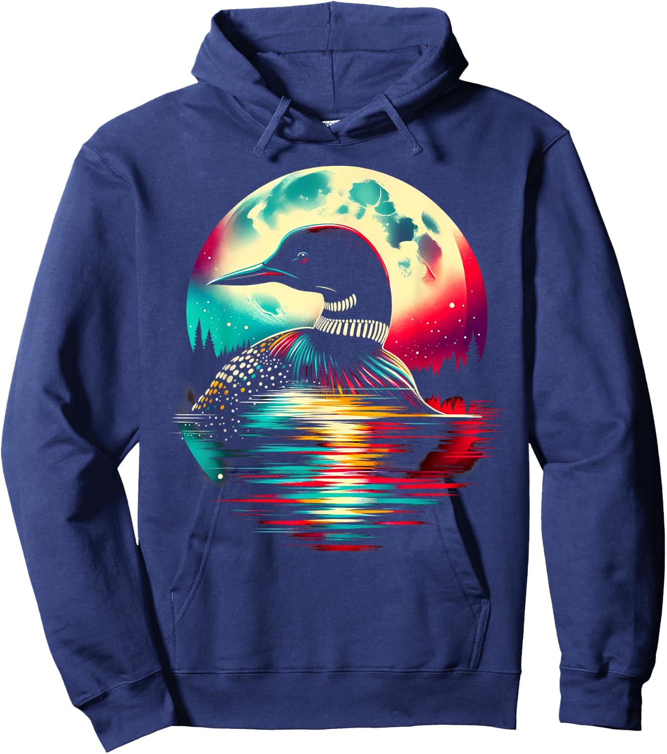 Colorful Loon Bird Spirit Animal Cool Illustration Hoodie - Hoodie | Navy