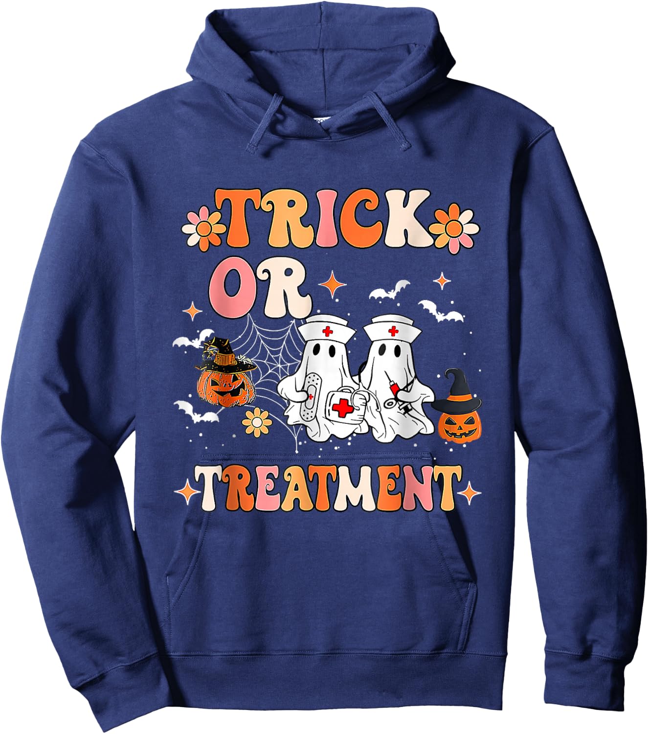 Trick Or Treatment Halloween Radiation Oncology Rad Therapy Hoodie - Hoodie | Navy