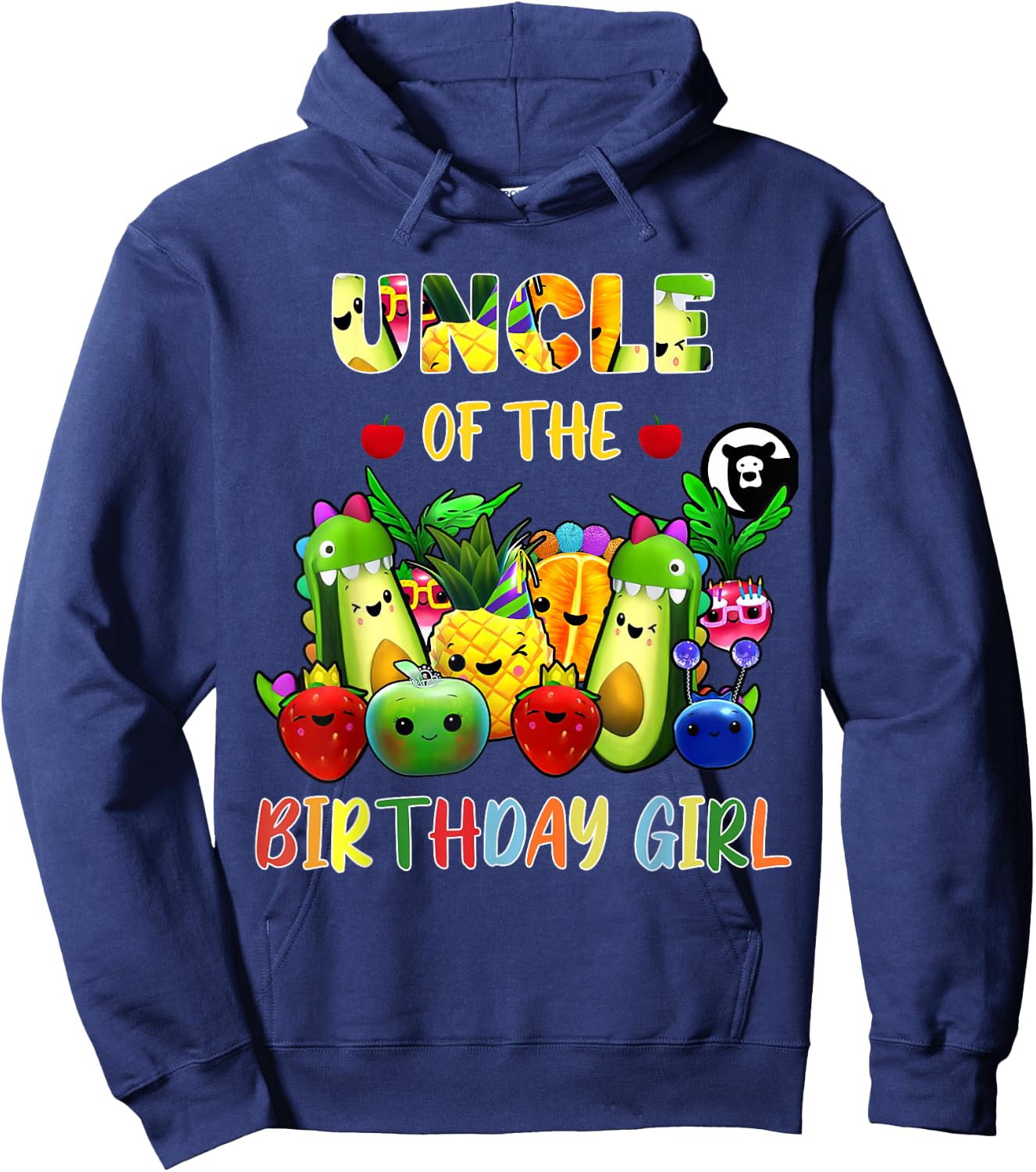 Uncle Of The Birthday Girl Family Fruit Birthday Hey Bear Hoodie - Hoodie | Navy