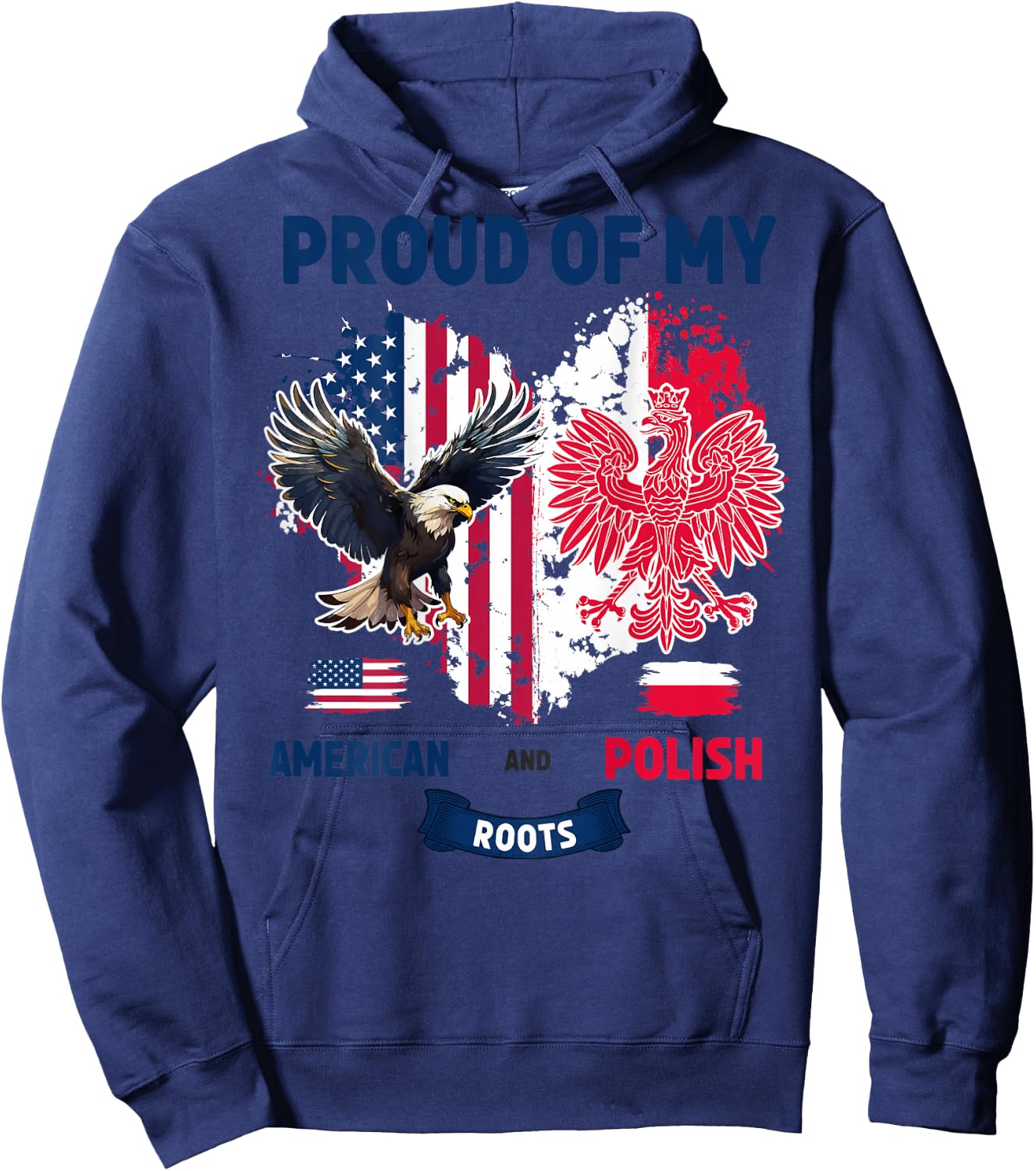 Polish American Flag Idea For Kids Poland Flag Heart Hoodie - Hoodie | Navy