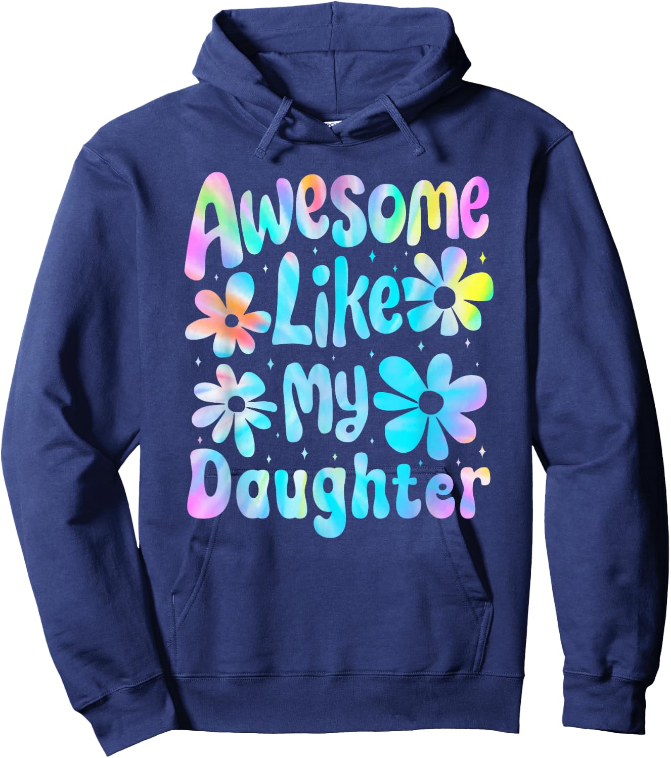 Awesome Like My Daughter Mommy Groovy Graphic Mother's Day Hoodie - Hoodie | Navy