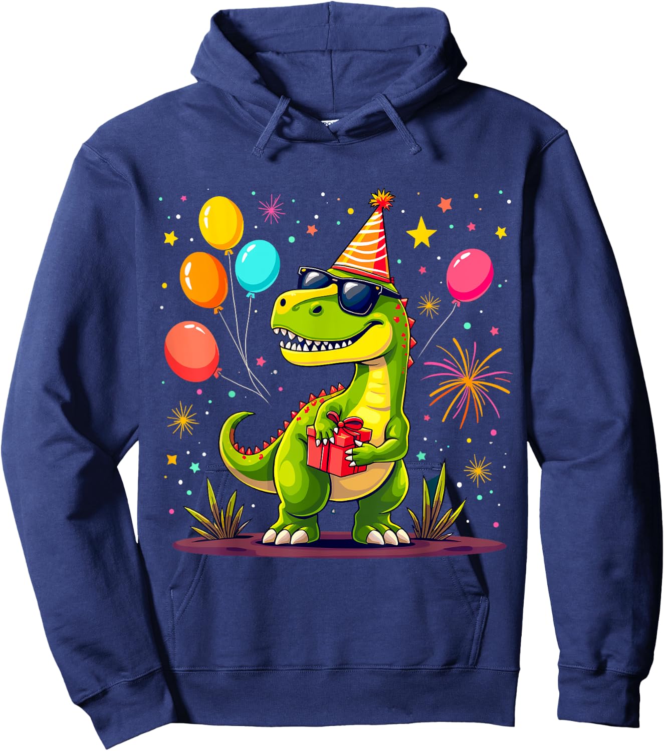 T-Rex Birthday Party Dinosaur Hoodie - Hoodie | Navy