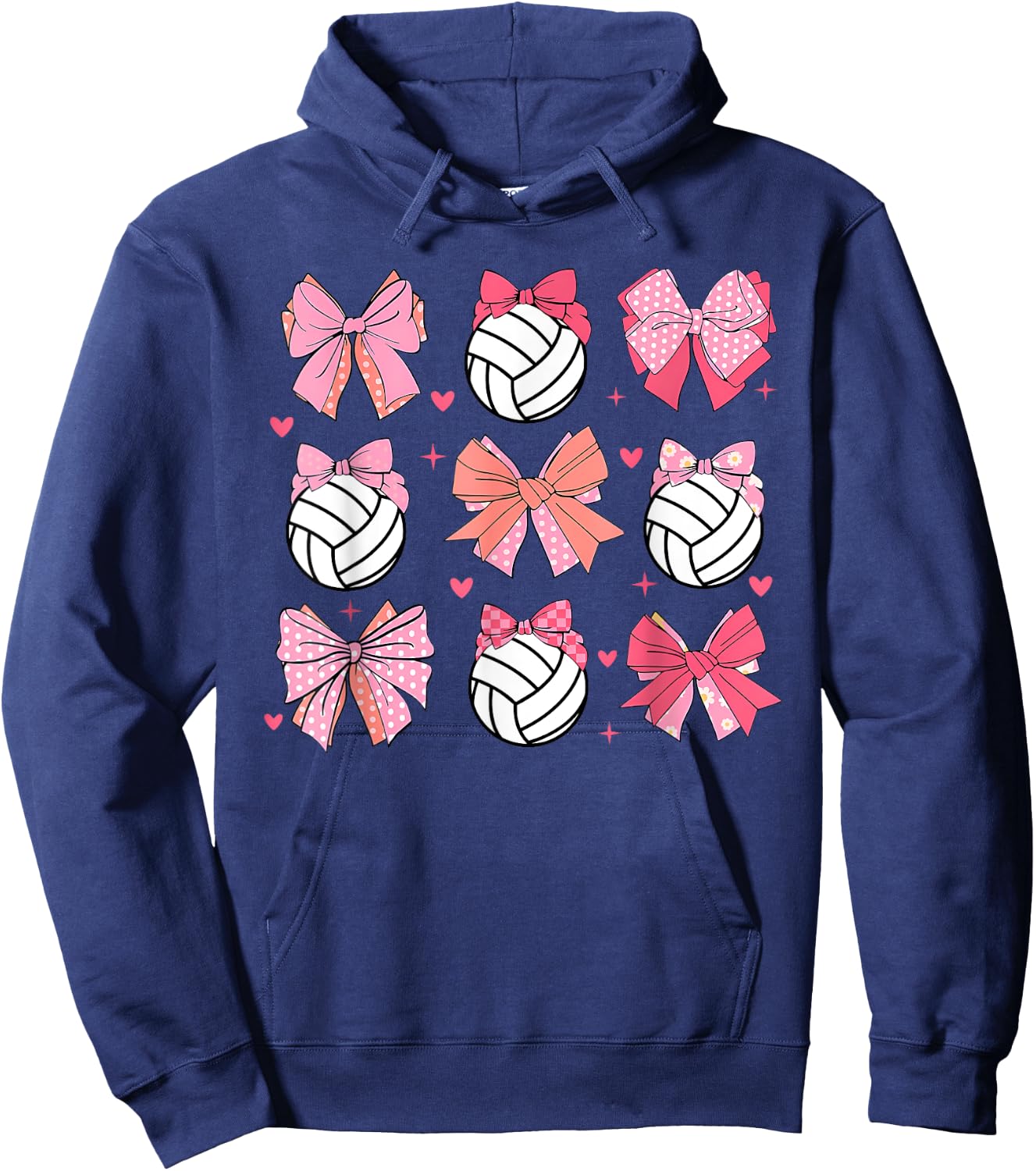volleyball Coquette Bow volleyball Mom Mothers Day Softball Hoodie - Hoodie | Navy