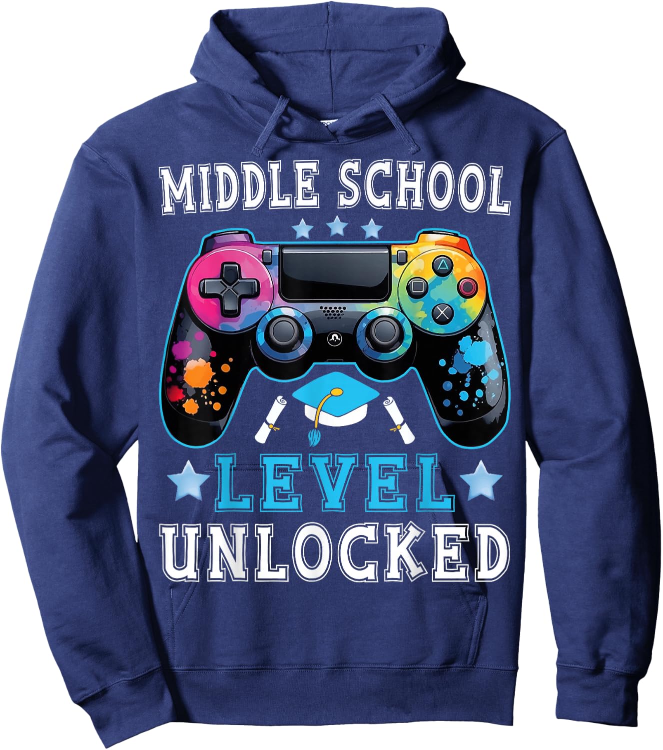 Middle School Level Unlocked Gamer First Day Back To School Hoodie - Hoodie | Navy