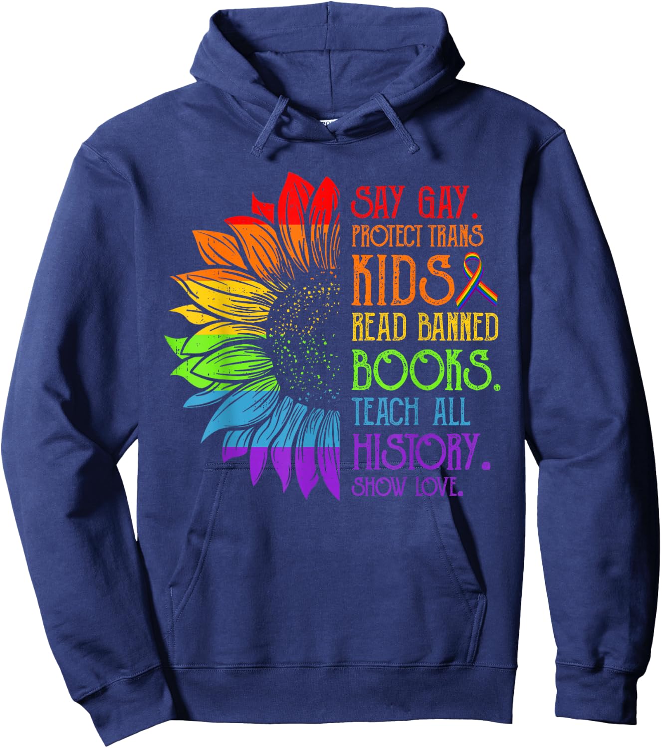 Protect Trans Kids Read Banned Books LGBTQ Ally Pride Month Hoodie - Hoodie | Navy