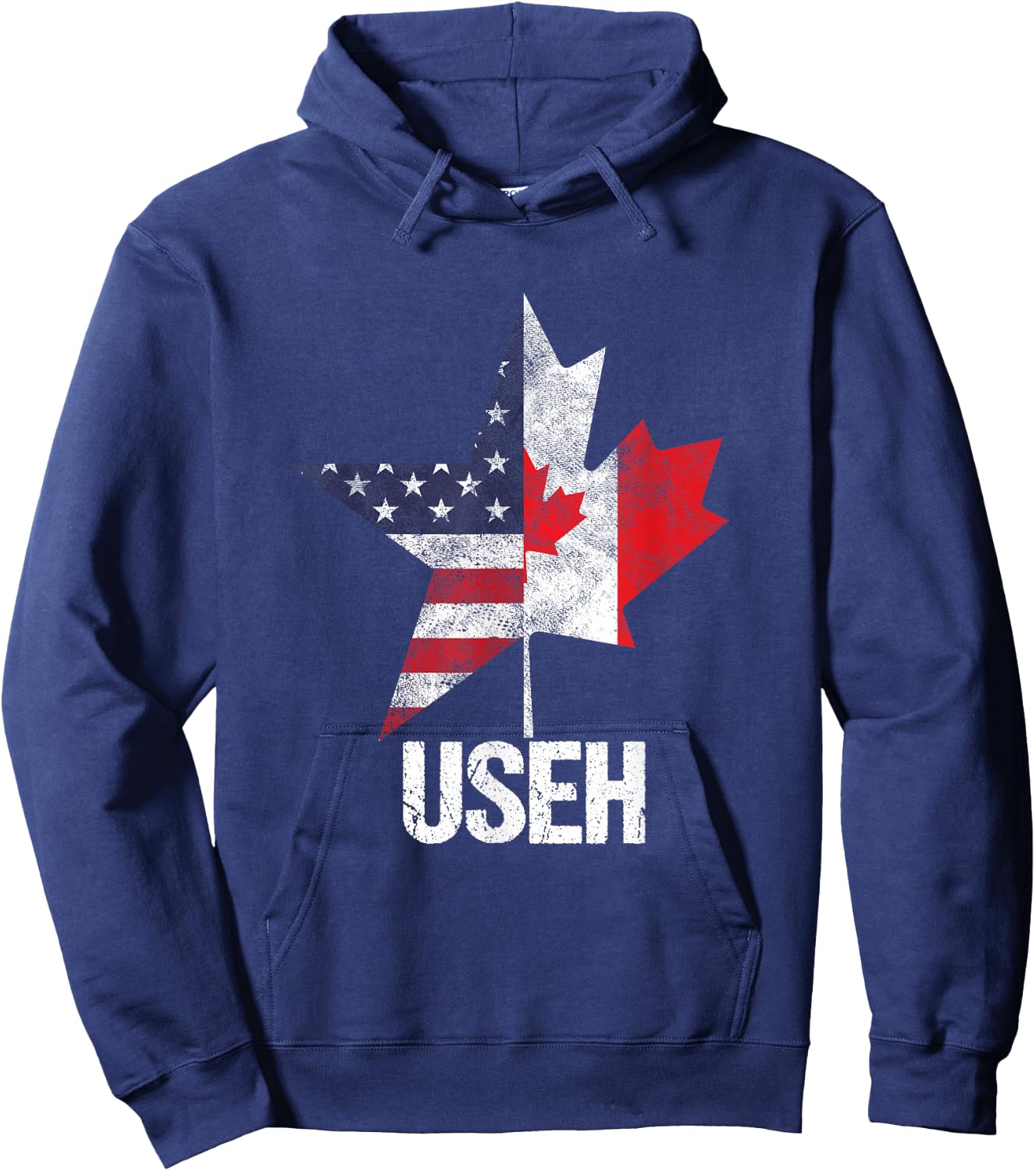 Half Canadian American USEH Canada USA Flag United States Hoodie - Hoodie | Navy