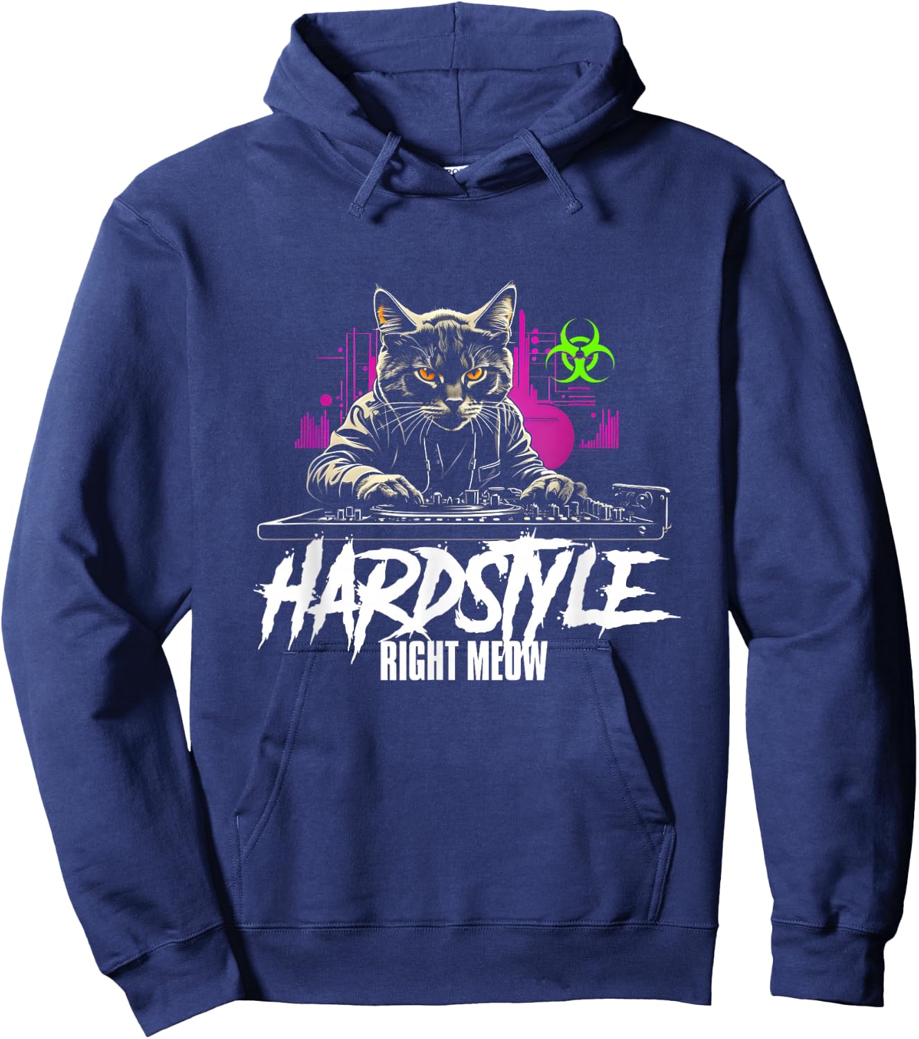 Hardstyle Outfit Cat DJs Hardstyle RIGHT MEOW Hoodie - Hoodie | Navy