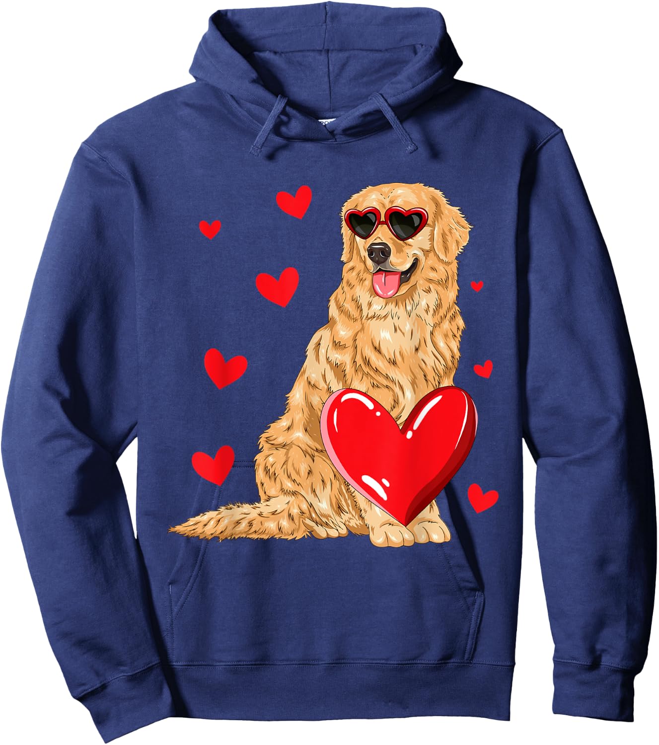Funny Golden Retriever Heart Valentines Day Dog Lover Hoodie - Hoodie | Navy