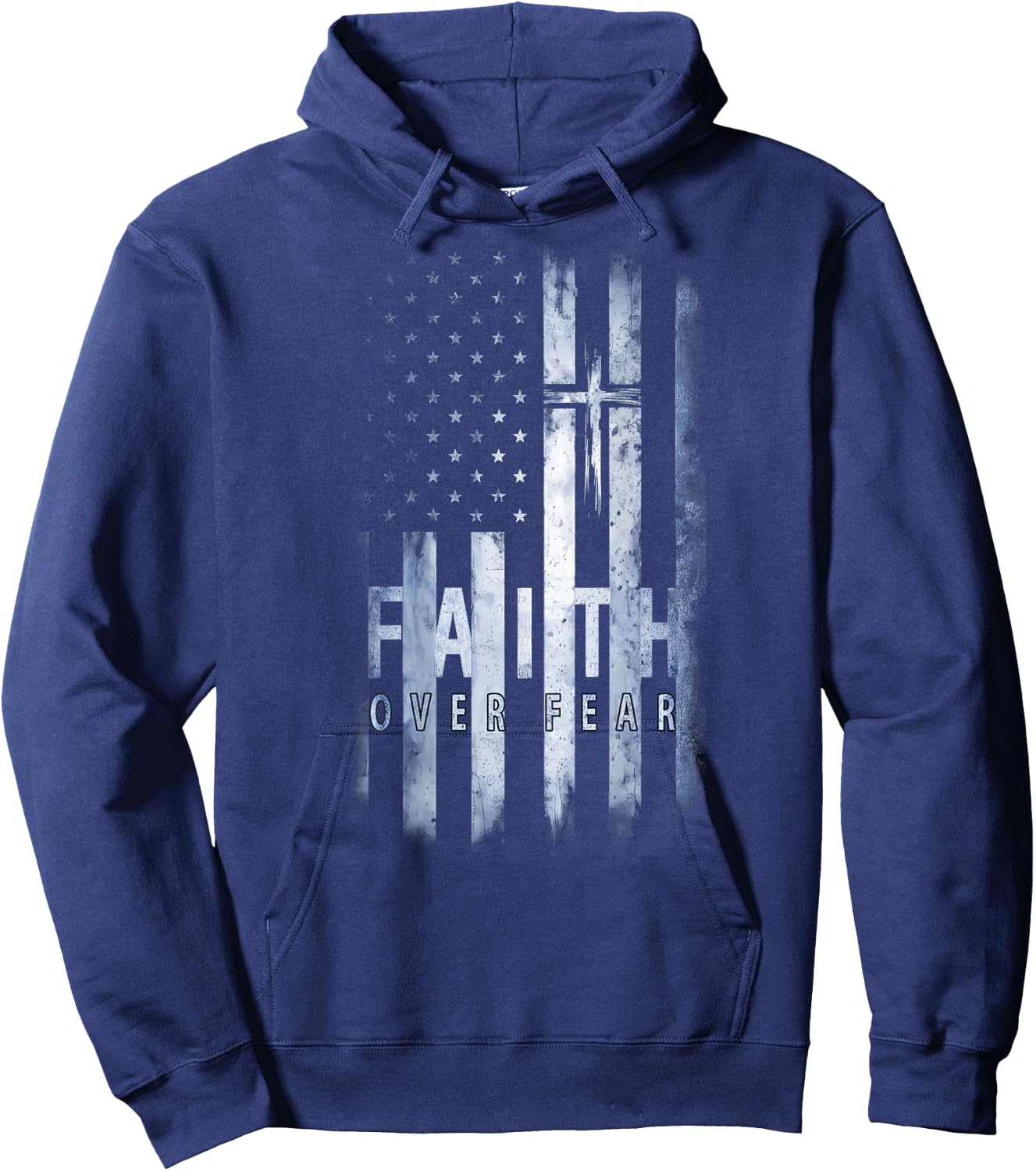 Your Country USA Dibble Dabble Designs On Back | Patriotic USA American Flag Faith Over Fear Prayer , Small Hoodie - Hoodie | Navy