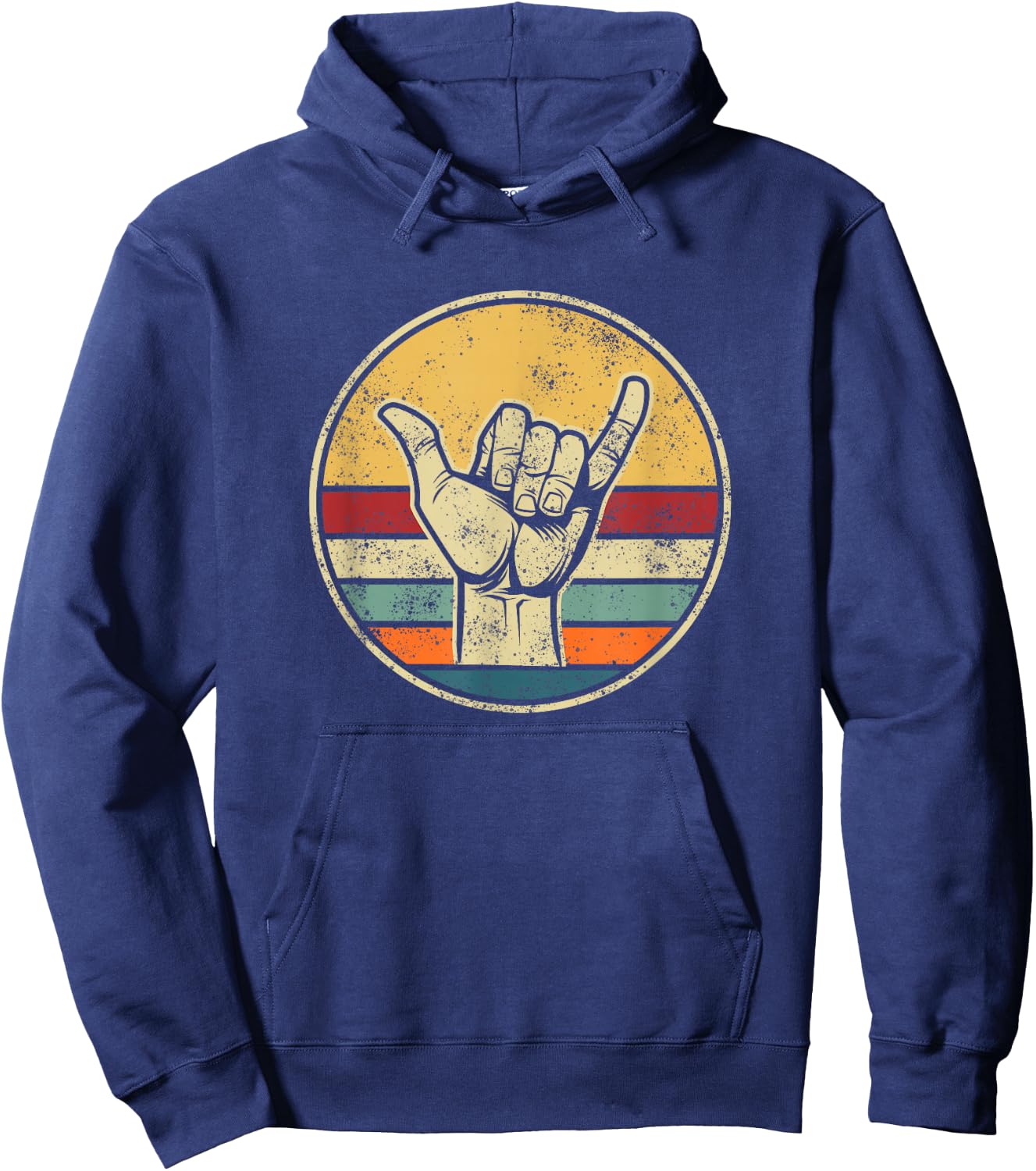 Shaka Surfing Beach Apparel Design Surfer Greeting Hand Hoodie - Hoodie | Navy