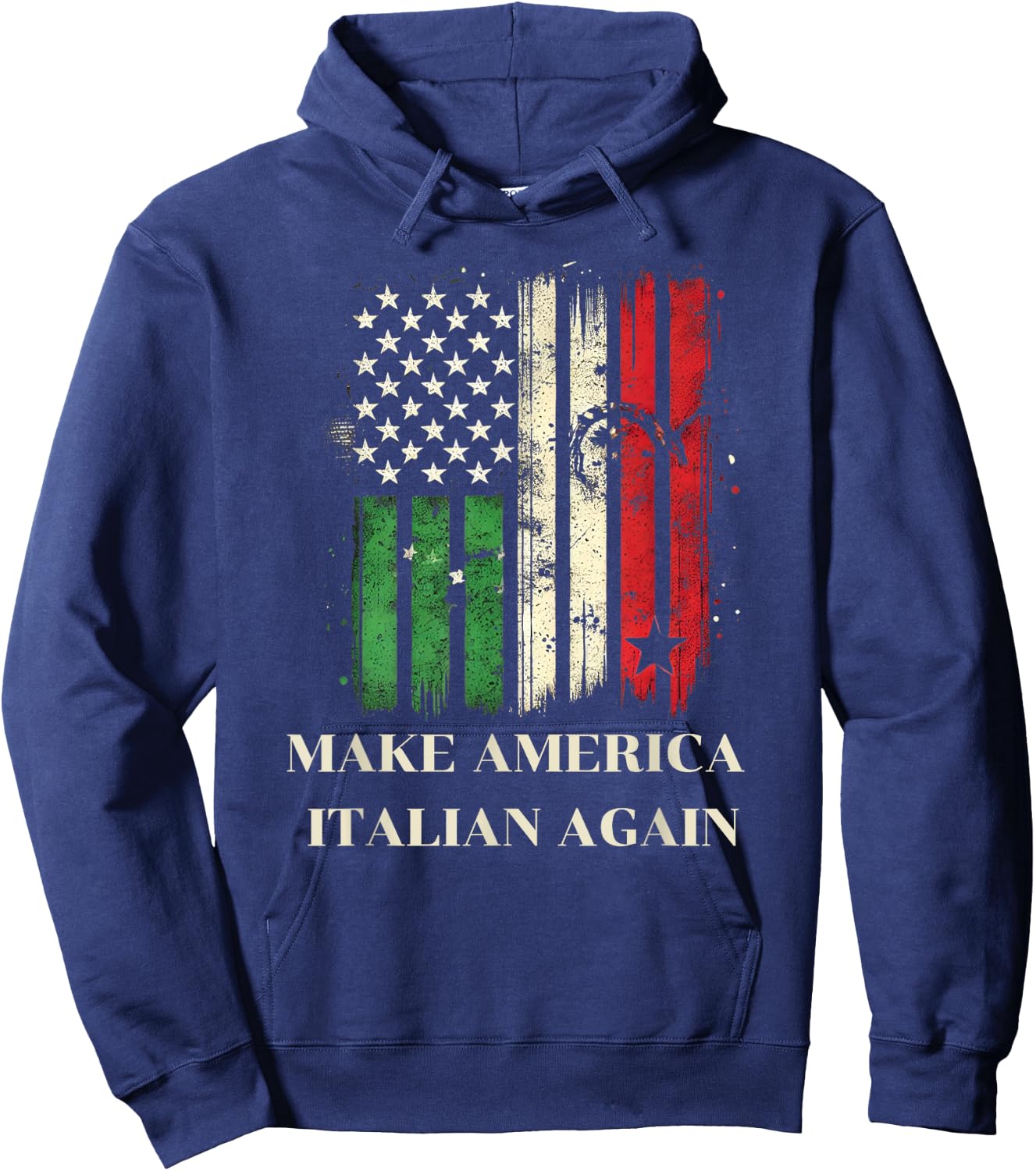 Vintage Make America Italian Again - USA Flag & Italy Flag Women Men Hoodie - Hoodie | Navy