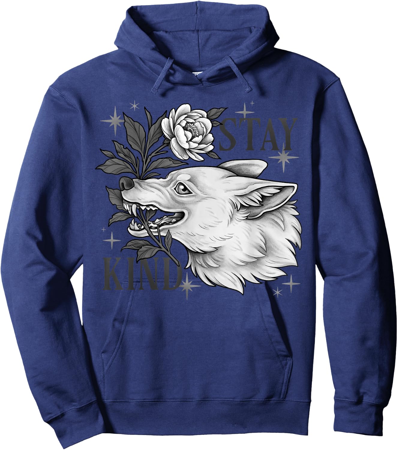 Stay Kind Wolf Furry Therian Goblincore Alternative Gothic Hoodie - Hoodie | Navy