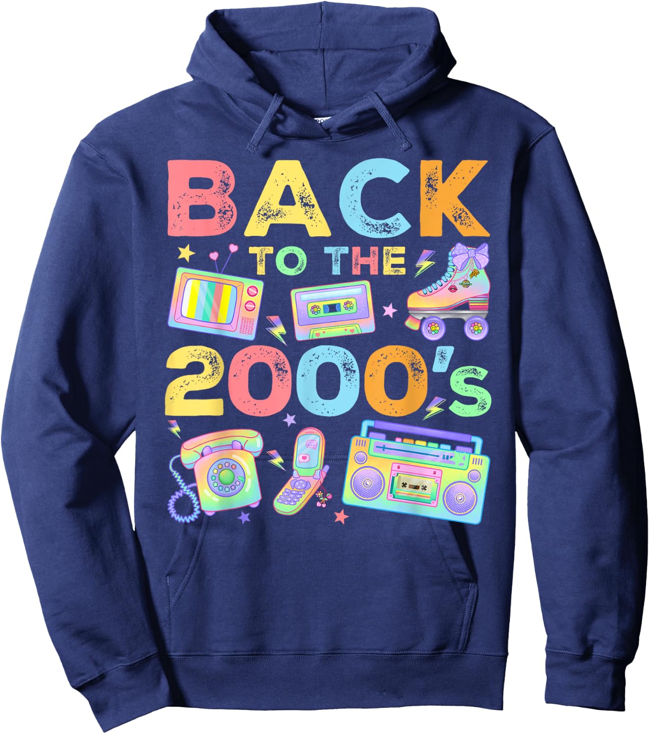 Back To 2000's 2000s Vintage Style 2000s Retro Party Hoodie - Hoodie | Navy