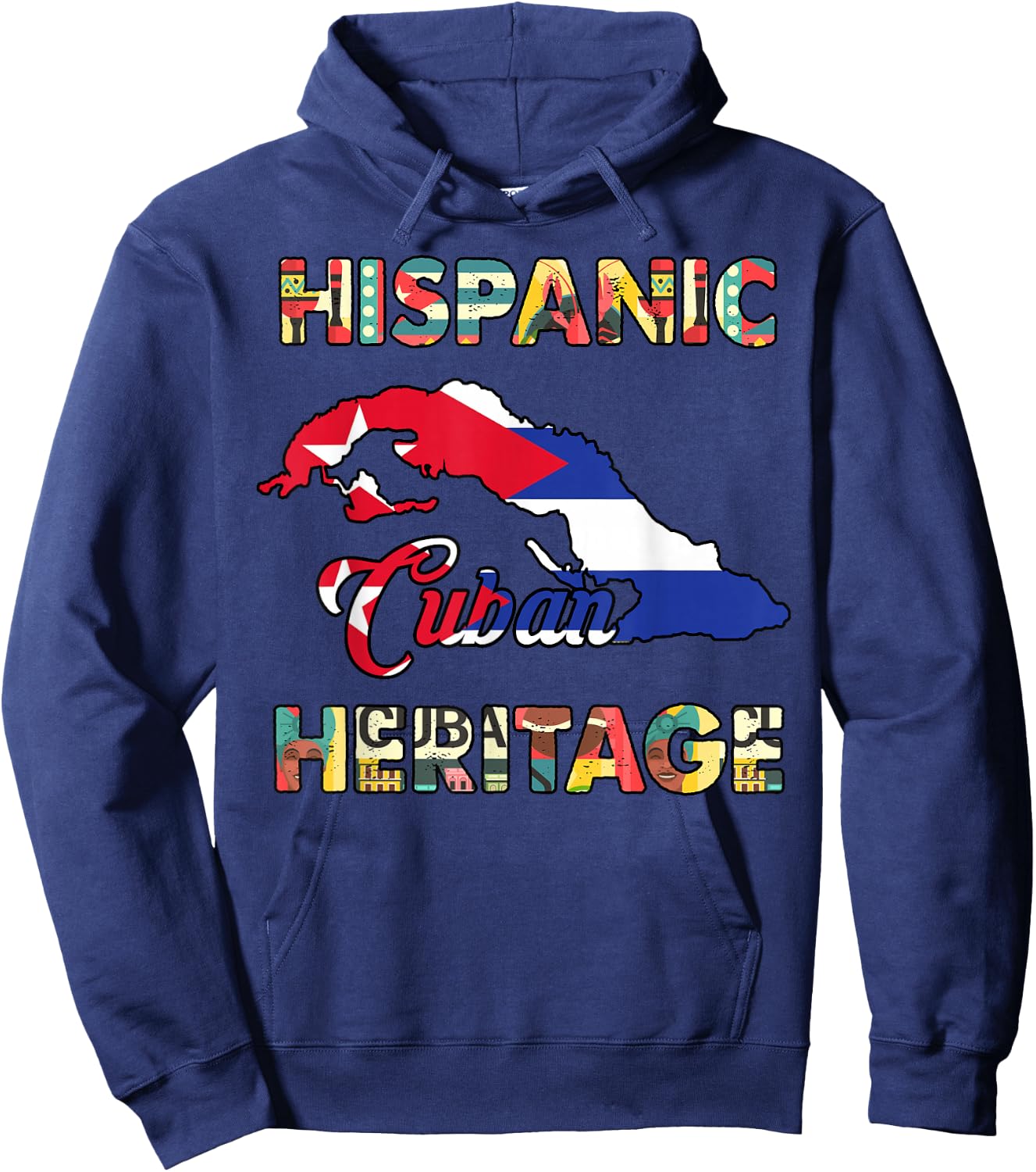 Cuba Flag Cuban Men Women Kids Hispanic Heritage Cubanita Hoodie - Hoodie | Navy