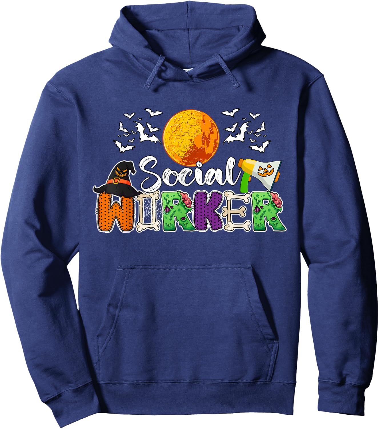 Social Worker Job Halloween Zombies Witch Costume Team Hoodie - Hoodie | Navy