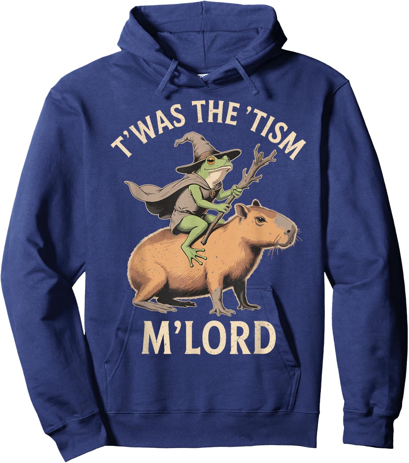 Funny Vintage TWAS The 'Tism M'Lord Wizard Frog Meme Hoodie - Hoodie | Navy
