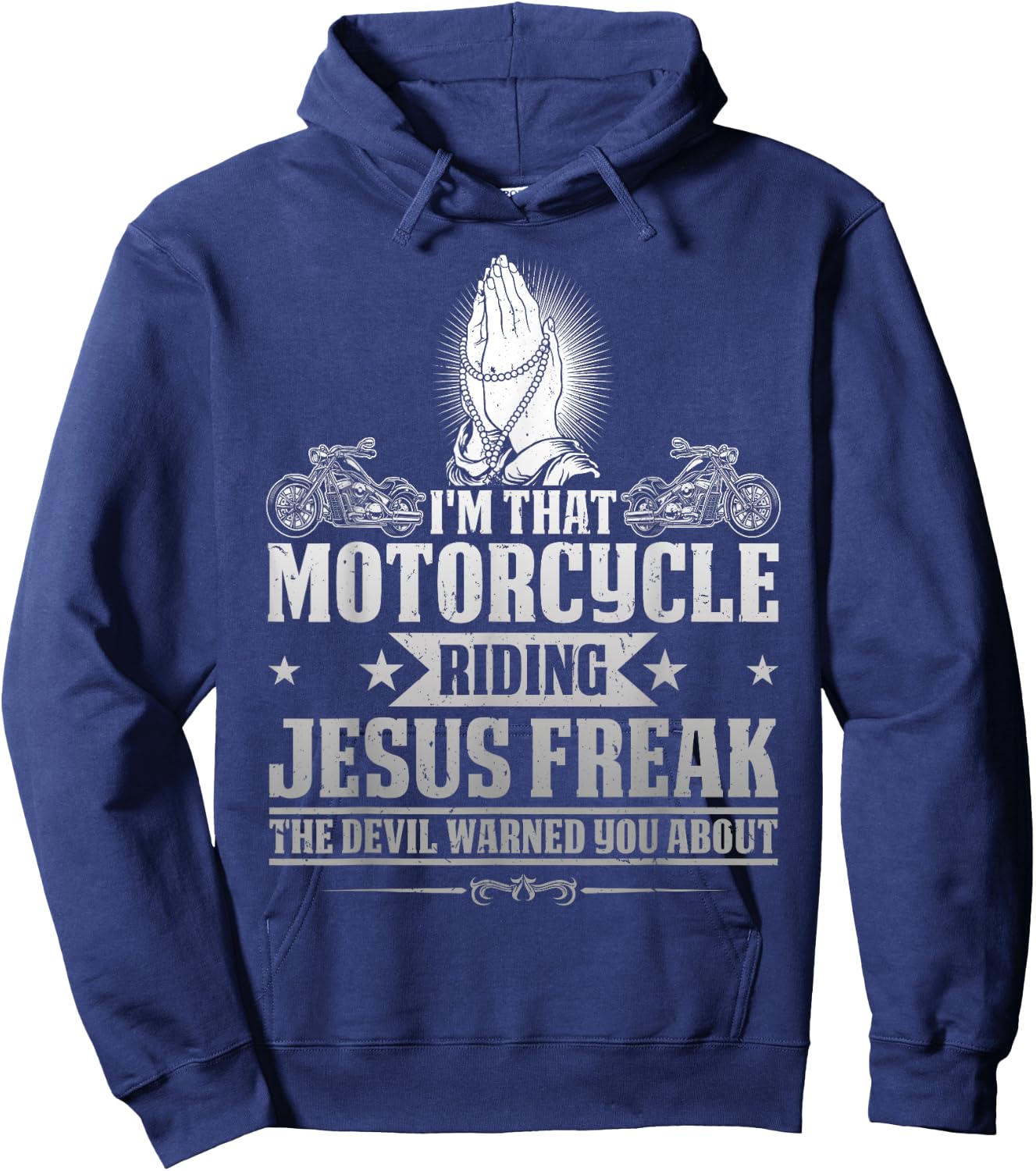 Retro Vintage Chopper Rider JD0 Christian Biker I'm That Motorcycle Riding Jesus Freak Faith Hoodie - Hoodie | Navy