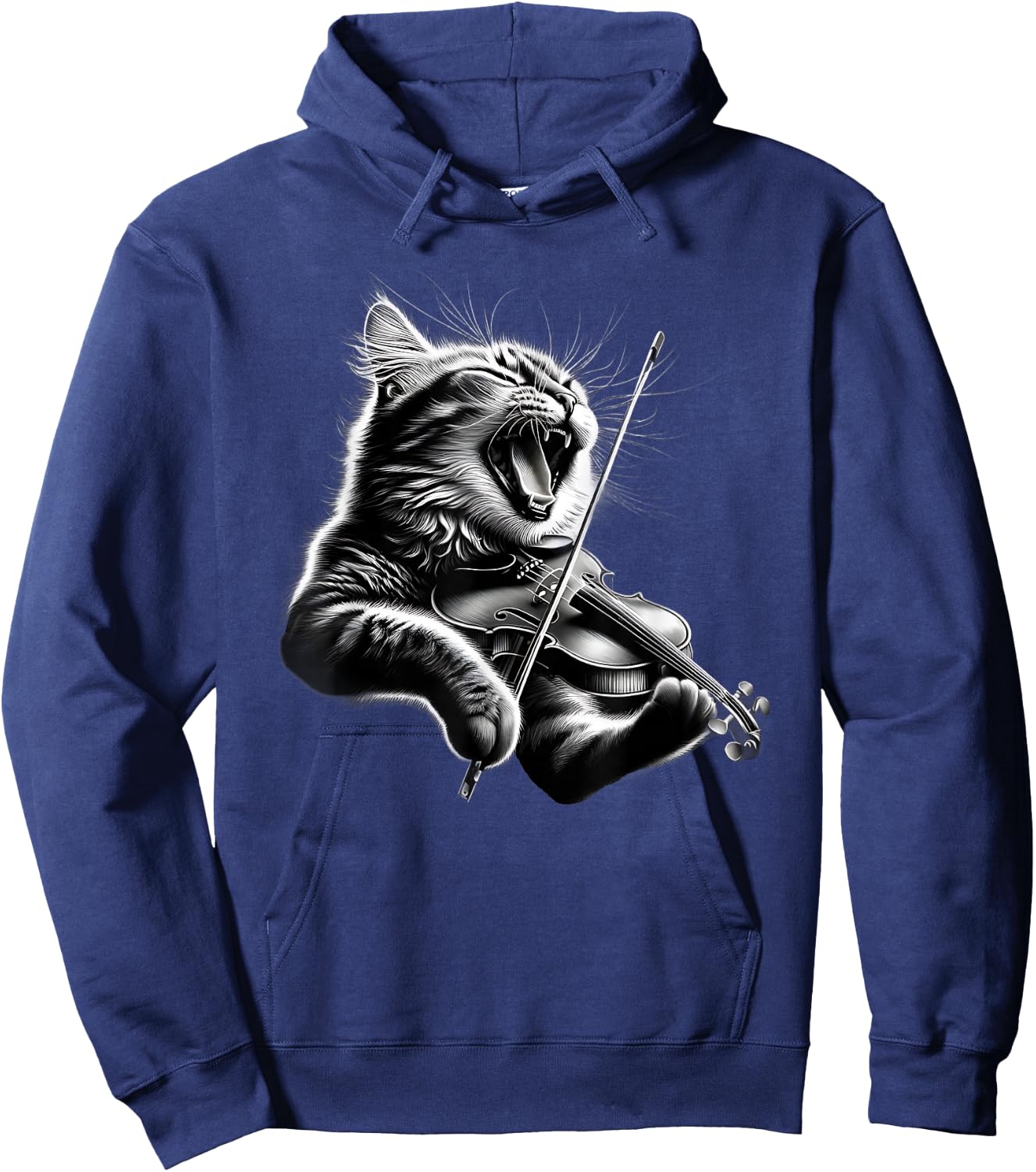Funny Orchestra Musician Violinist Rock Cat Playing Violin Hoodie - Hoodie | Navy