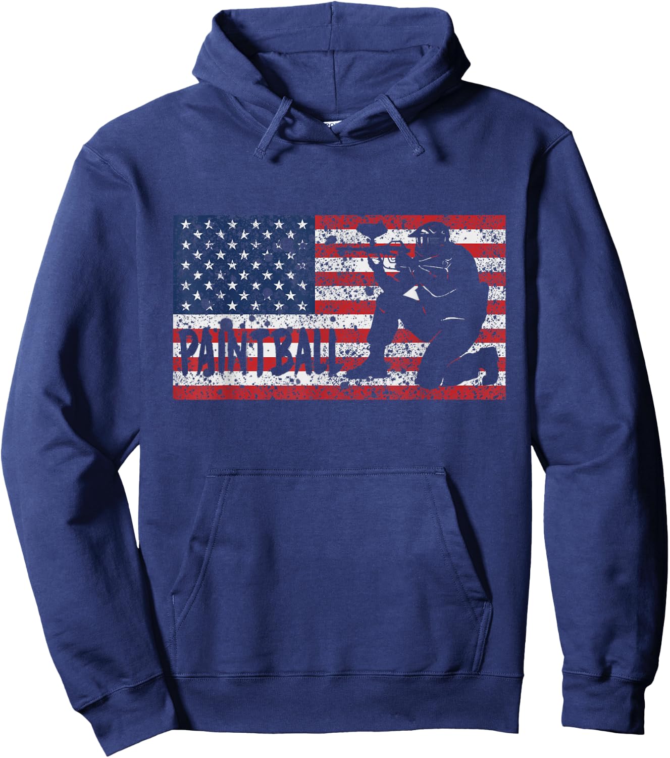 Vintage American USA Flag Paintball Hoodie - Hoodie | Navy