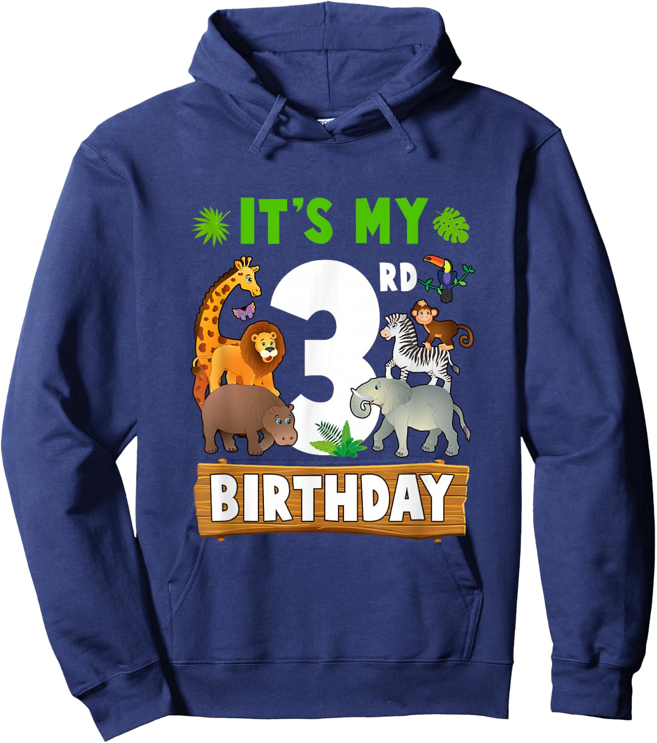It's My 3Rd Birthday Zoo Jungle Safari 3 Years Old Birthday Hoodie - Hoodie | Navy