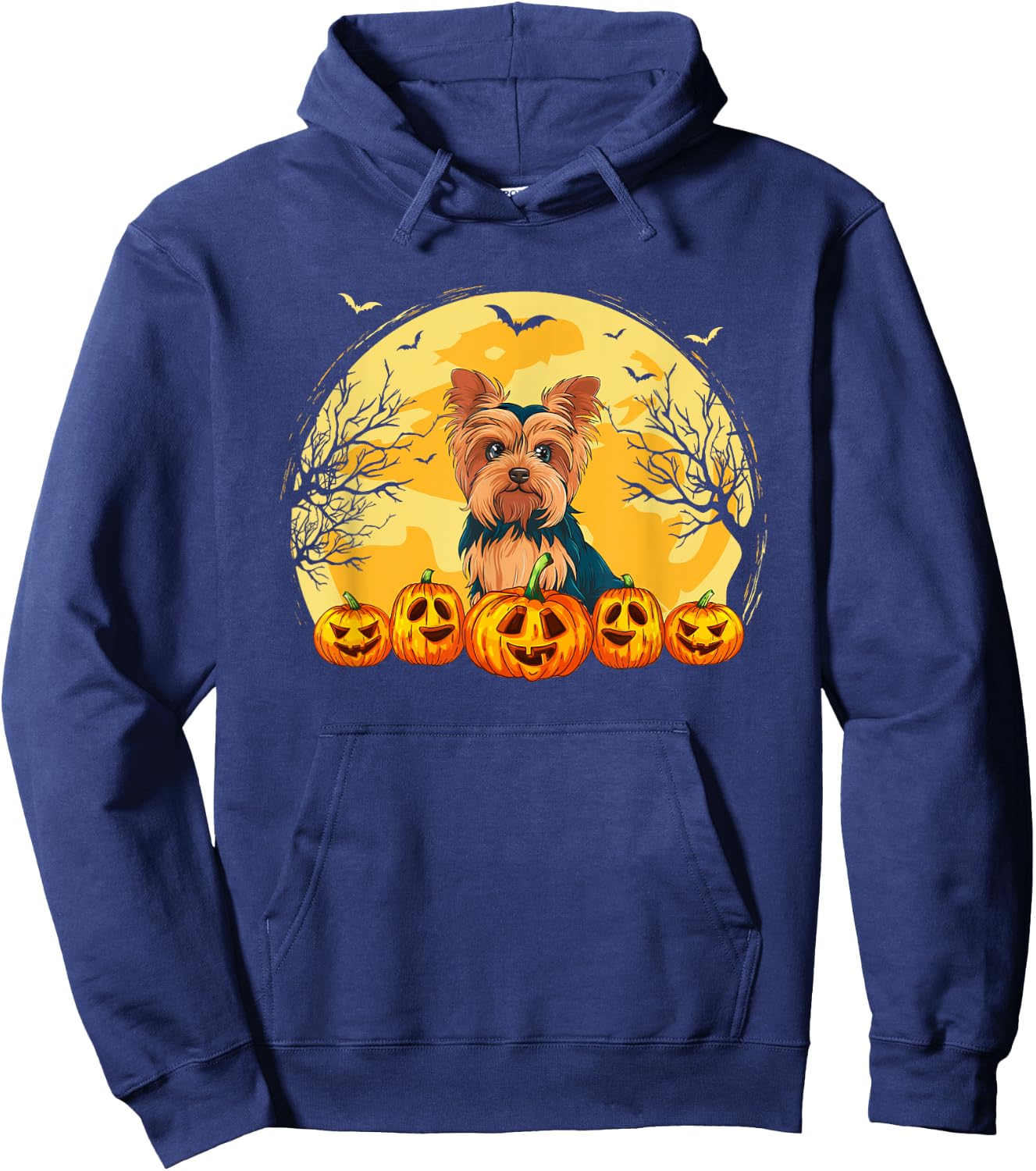Funny Yorkie Dog Pumpkins Halloween Costume Men Women Kids Hoodie - Hoodie | Navy