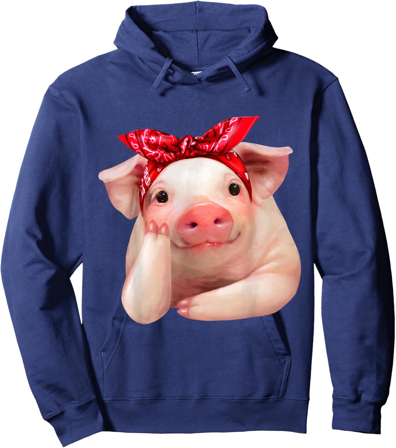 Red Bandanna Pig Funny I Love Piggy T Shirt Hoodie - Hoodie | Navy