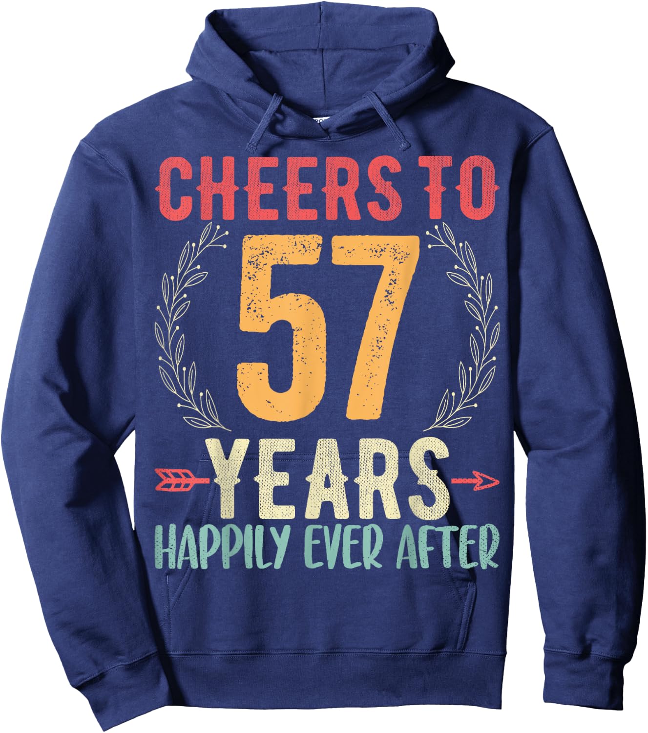 Cheers To 57 Years - 57th Wedding Anniversary Husband Wife Hoodie - Hoodie | Navy