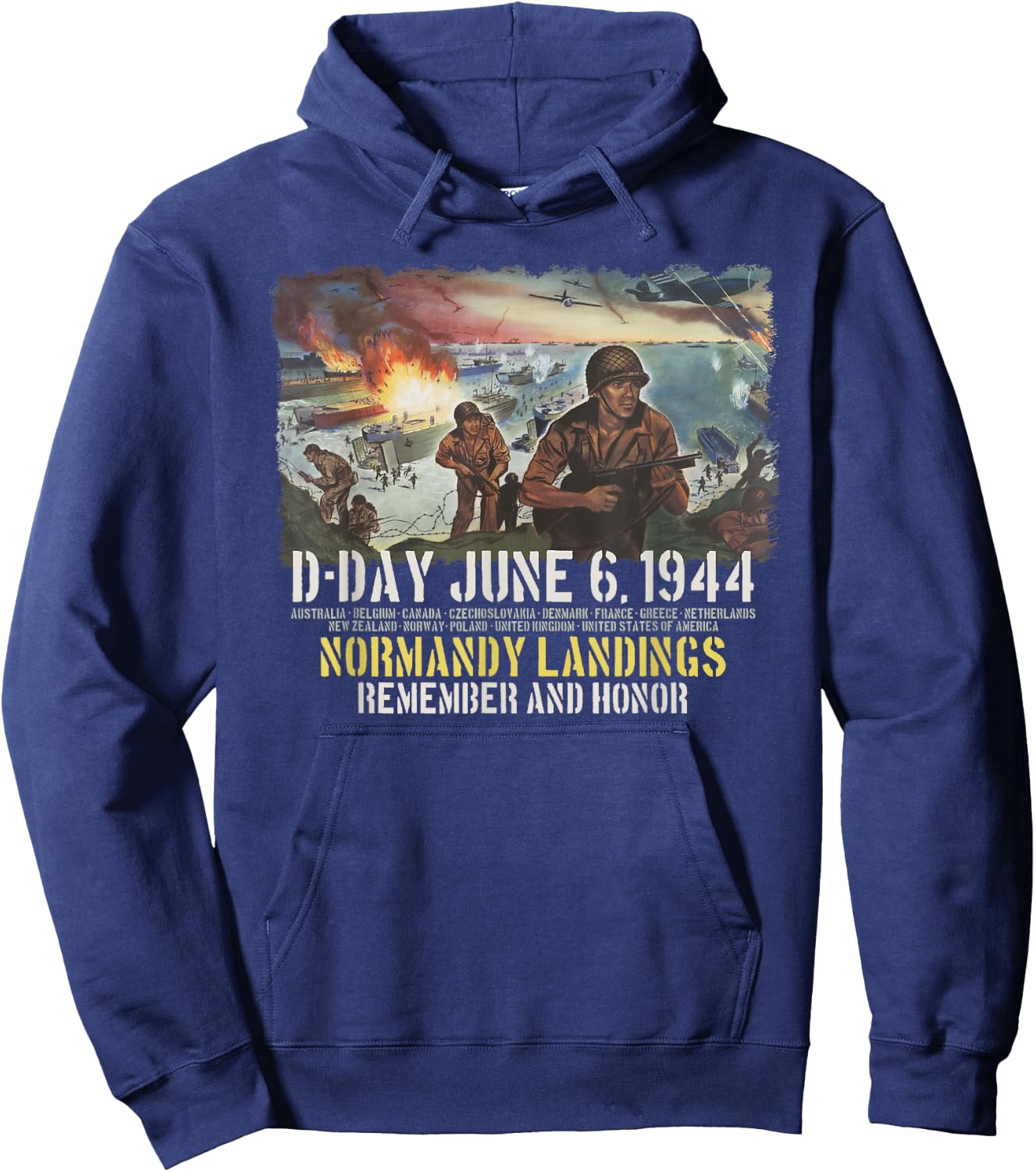 D-Day June 6, 1944 Normandy Landings Remember and Honor Hoodie - Hoodie | Navy