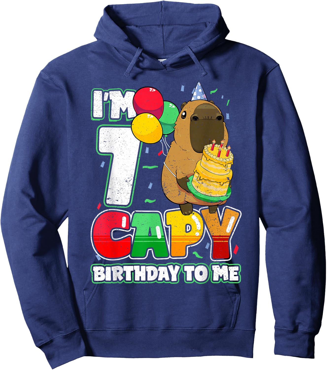 7 Years Old Capy Birthday to me 7th Birthday Capybara Hoodie - Hoodie | Navy