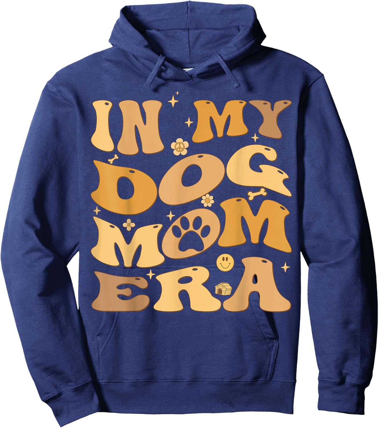 In My Dog Mom Era Groovy Puppy Lover Hoodie - Hoodie | Navy