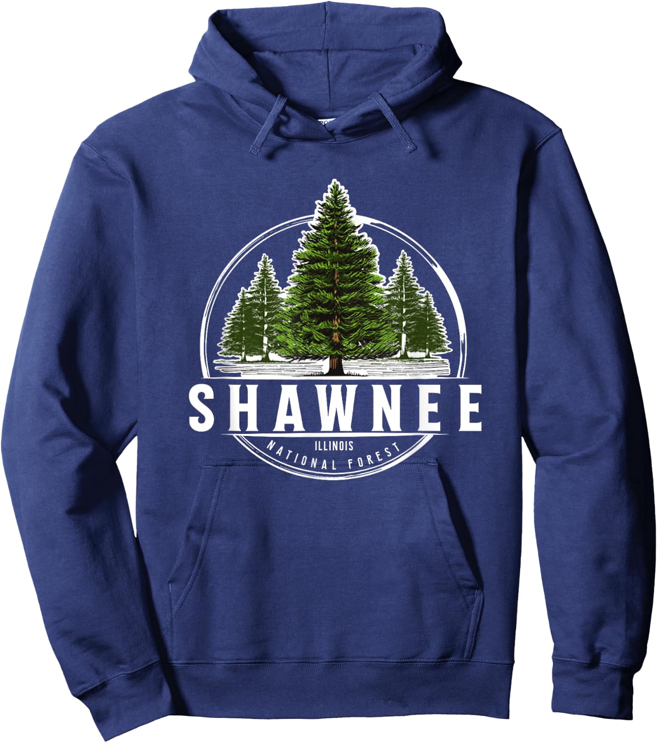 Vintage Pine Trees Shawnee National Forest Illinois Souvenir Hoodie - Hoodie | Navy