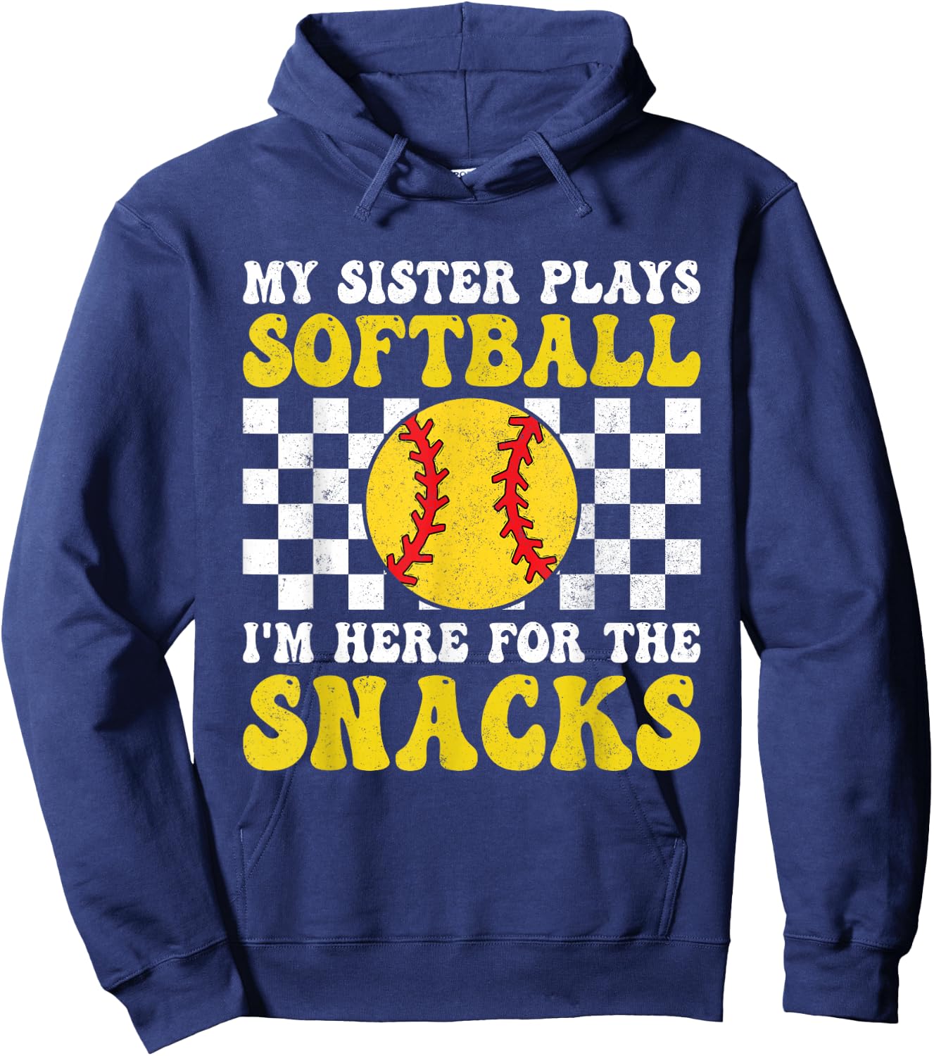 My Sister Plays Softball I'm Here For The Snacks Brother Kid Hoodie - Hoodie | Navy