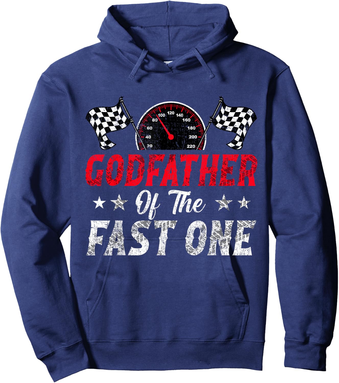 Godfather Of The Fast One 1st Birthday Racing Car Family Hoodie - Hoodie | Navy