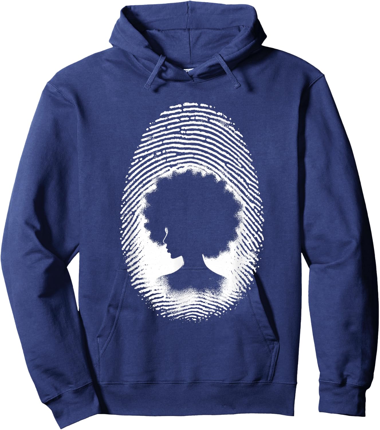 African American Woman Fingerprint - Vintage Afro Queen Hoodie - Hoodie | Navy