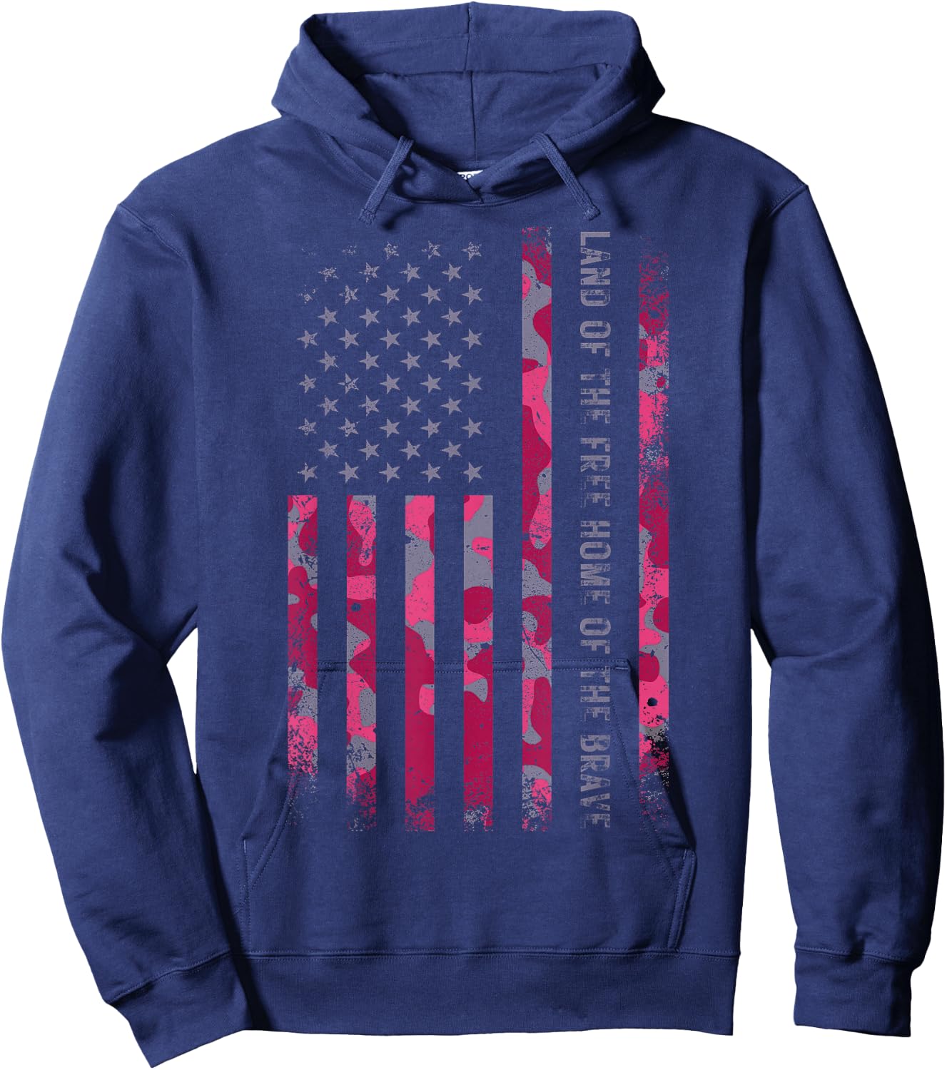 Pink Camo USA Flag Military Camouflage Distressed Grunge Hoodie - Hoodie | Navy