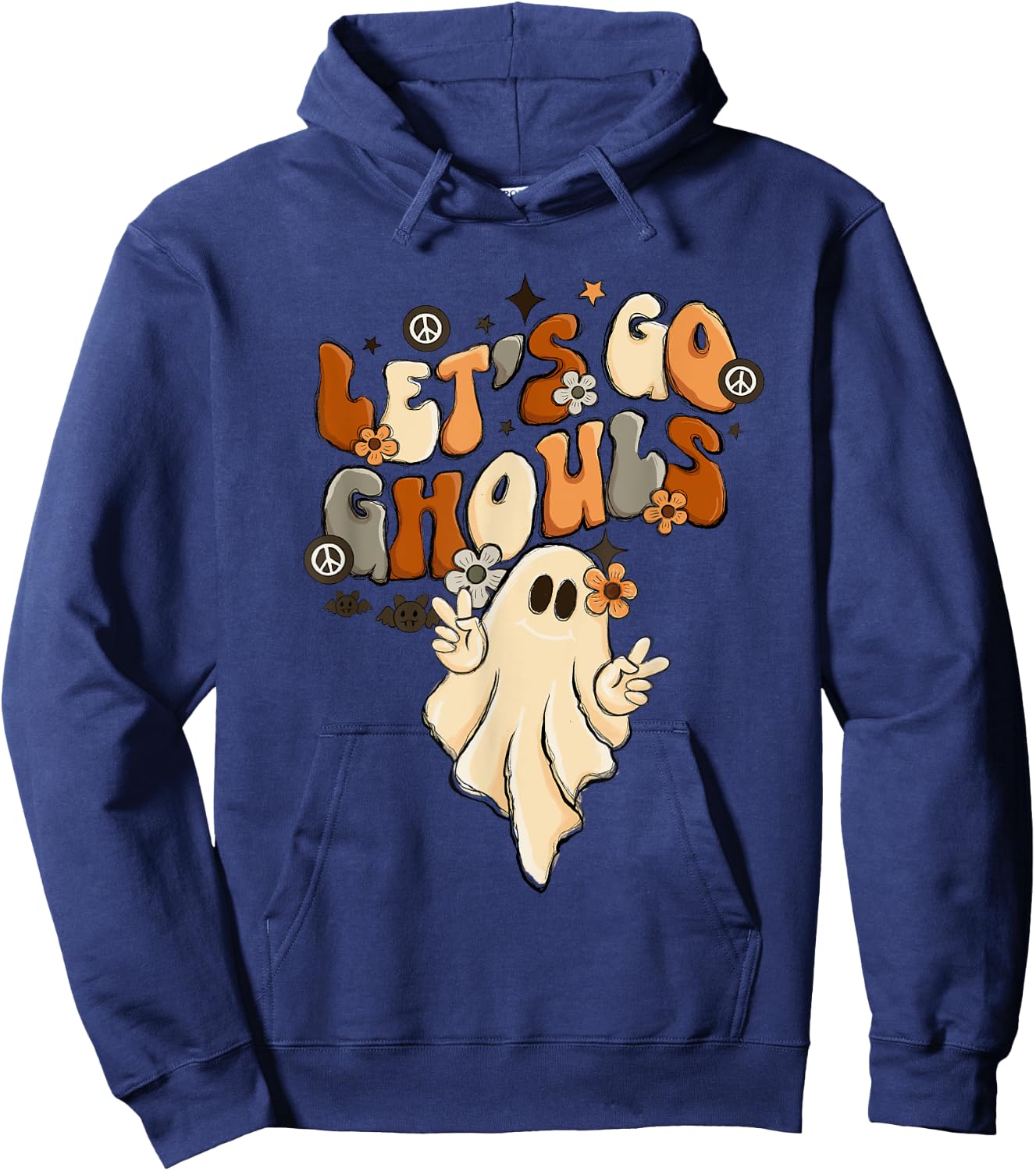 Retro Groovy Let's Go Ghouls Halloween Ghost Outfit Costumes Hoodie - Hoodie | Navy