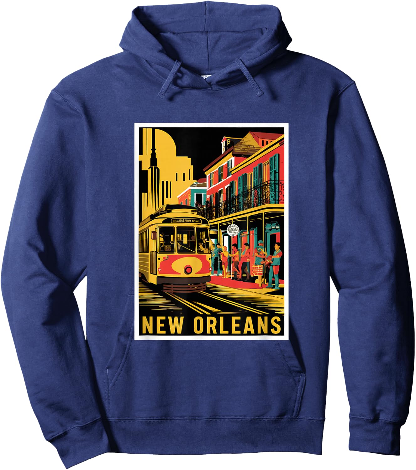 New Orleans Streetcar Retro Vintage Travel Design Hoodie - Hoodie | Navy