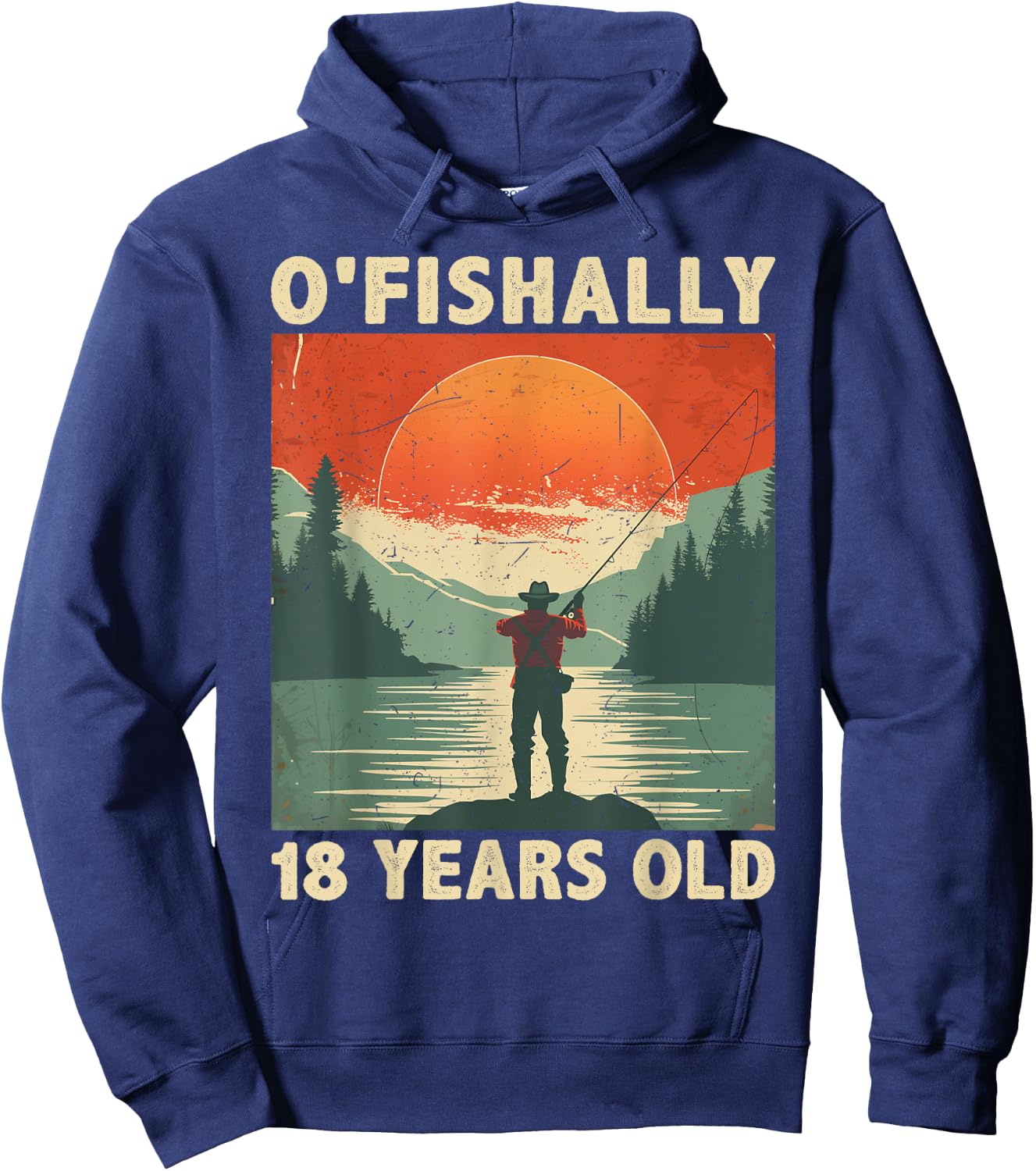 Ofishally 18 Years Old 2006 Fishing Fisherman 18th Birthday Hoodie - Hoodie | Navy