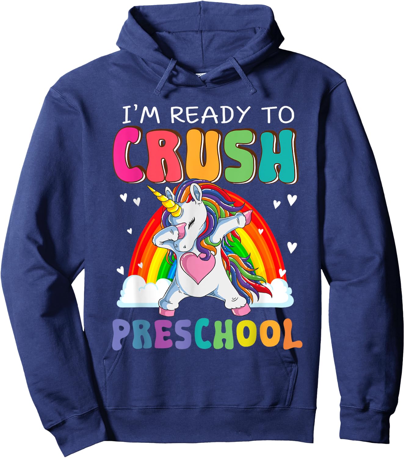 Crush Preschool Dabbing Unicorn First Day Of School Girl Kid Hoodie - Hoodie | Navy