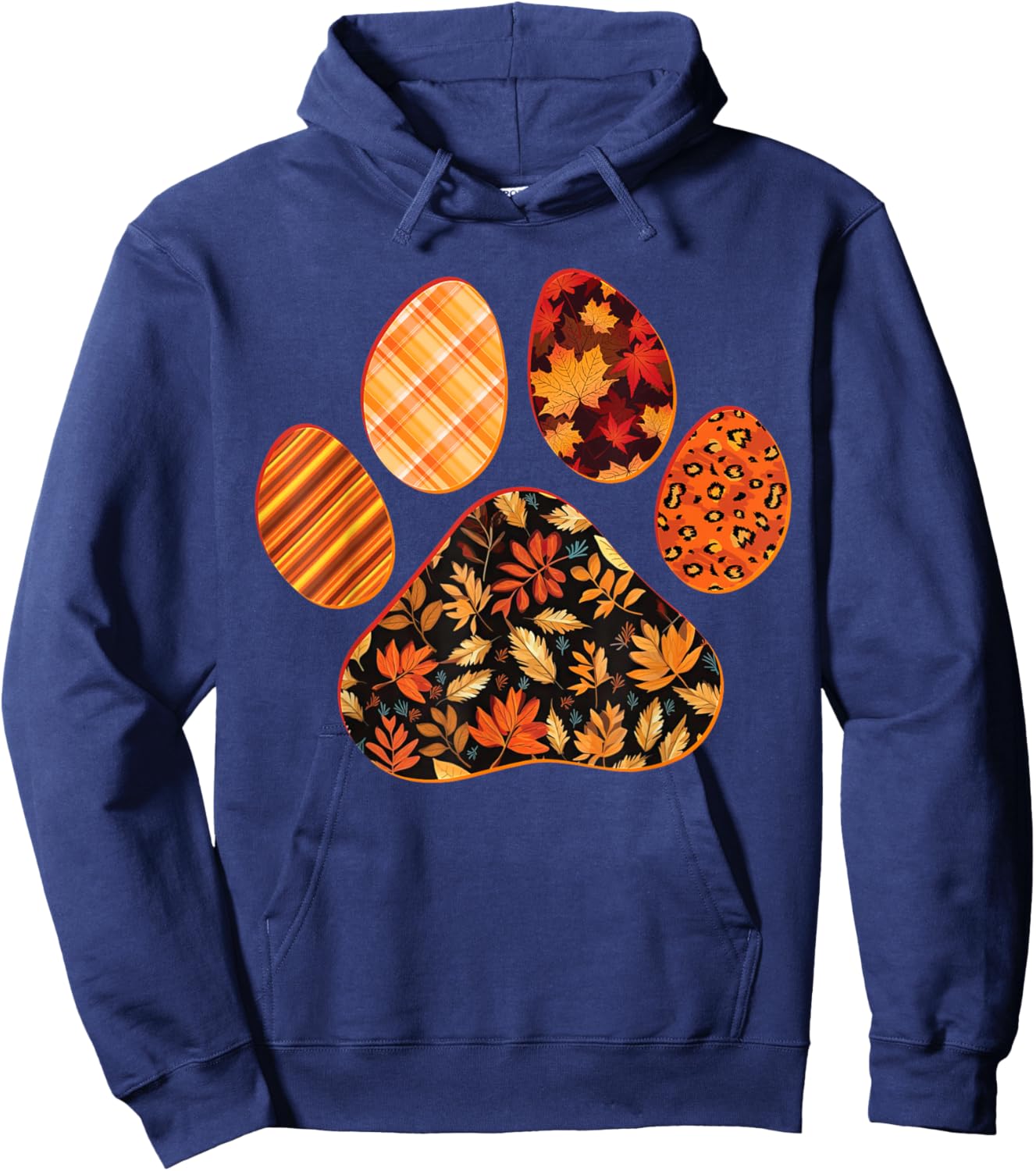 Dog Paw Print Maple Leaf Autumn Fall Leaves Season Dog Lover Hoodie - Hoodie | Navy